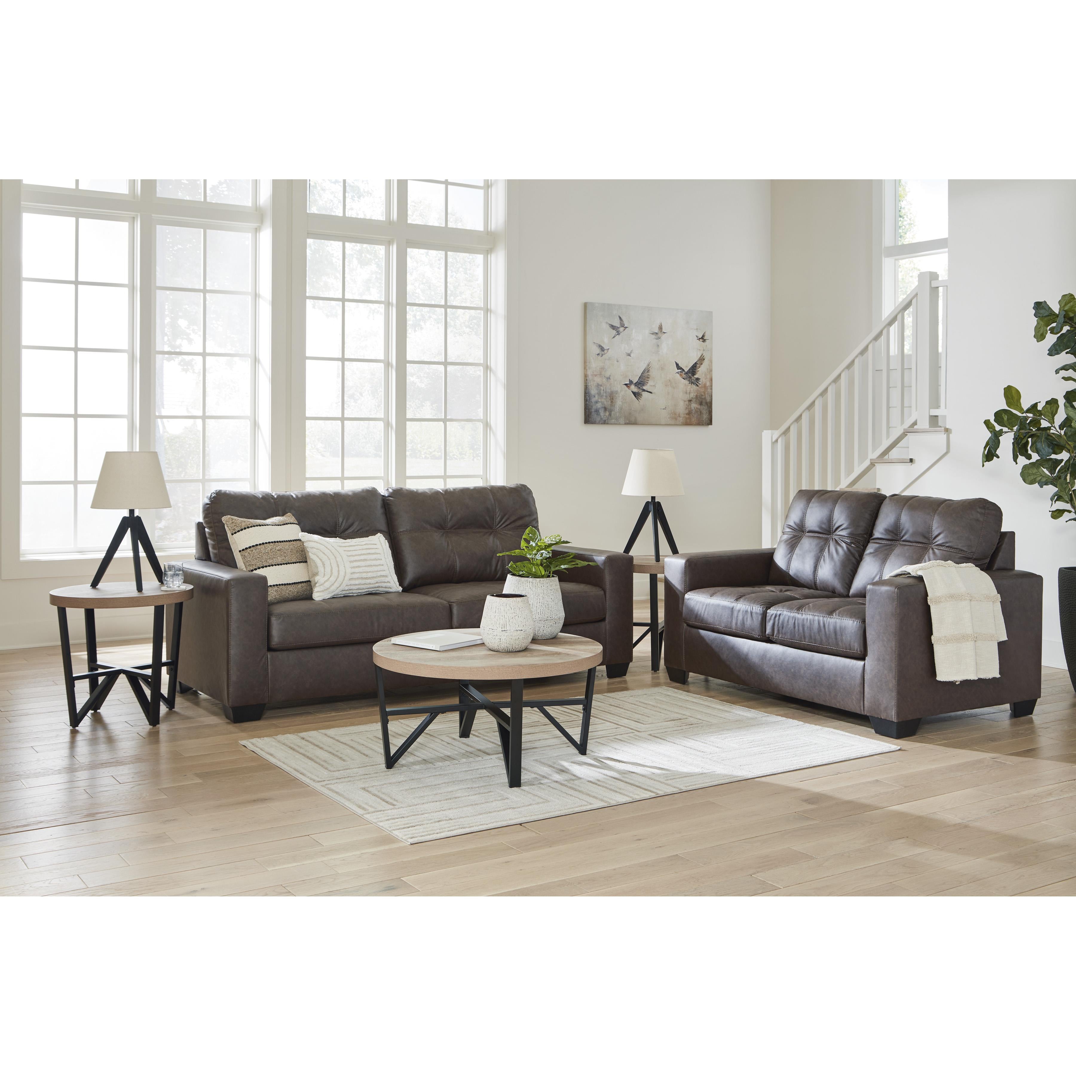  Manufacturer Color_Umber --  Benchcraft Barlin Mills Stationary Leather Look Loveseat IMAGE 12