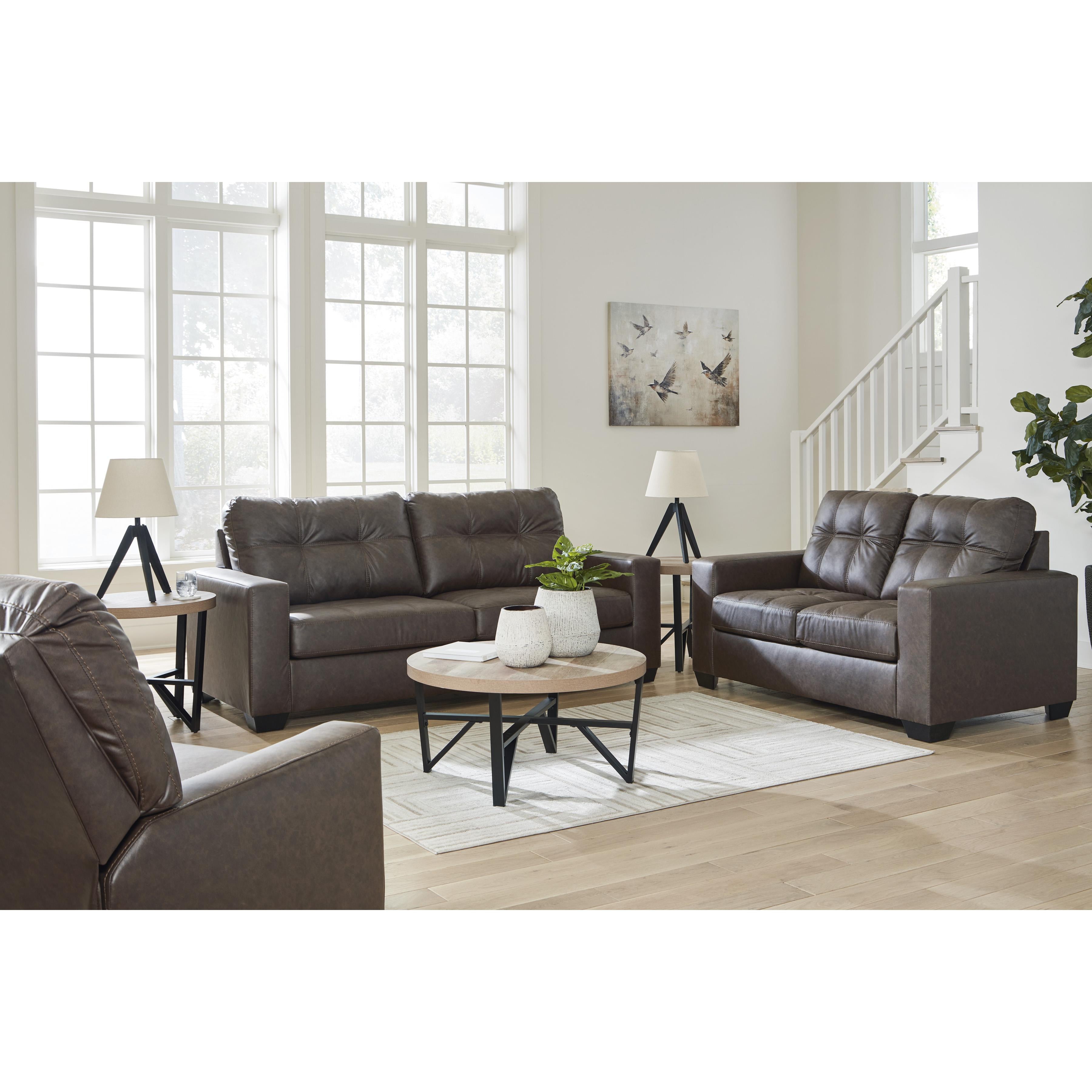  Manufacturer Color_Umber --  Benchcraft Barlin Mills Stationary Leather Look Loveseat IMAGE 13