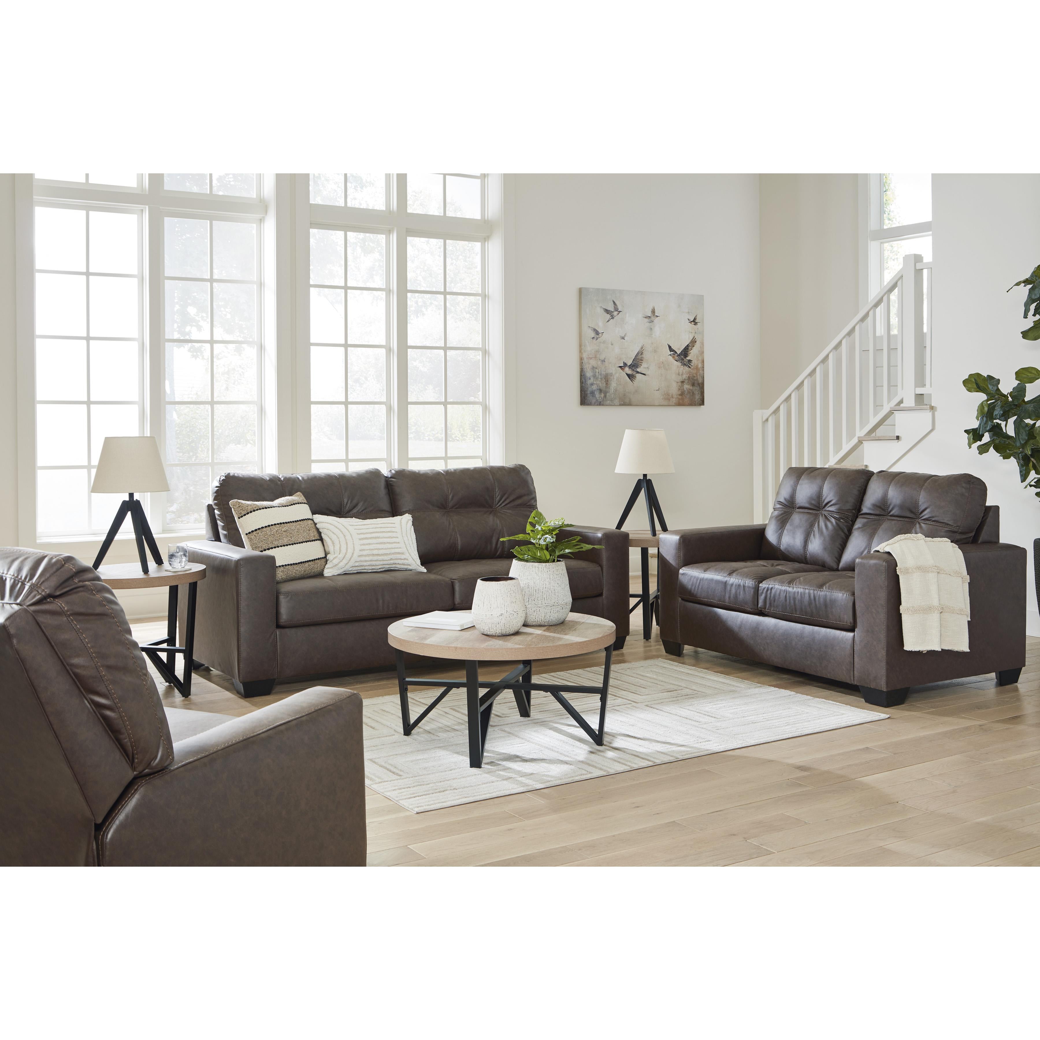  Manufacturer Color_Umber --  Benchcraft Barlin Mills Stationary Leather Look Loveseat IMAGE 14