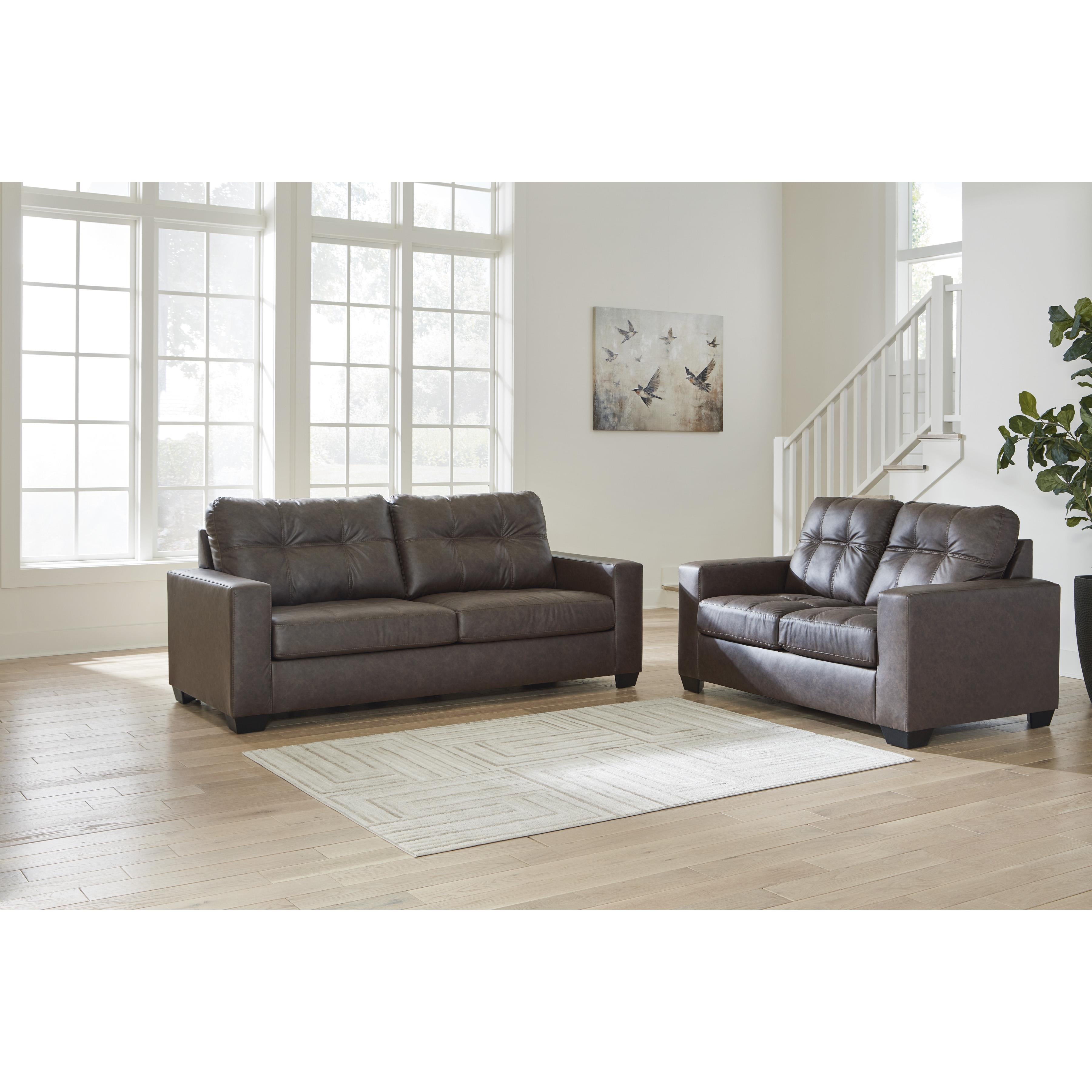  Manufacturer Color_Umber --  Benchcraft Barlin Mills Stationary Leather Look Loveseat IMAGE 6