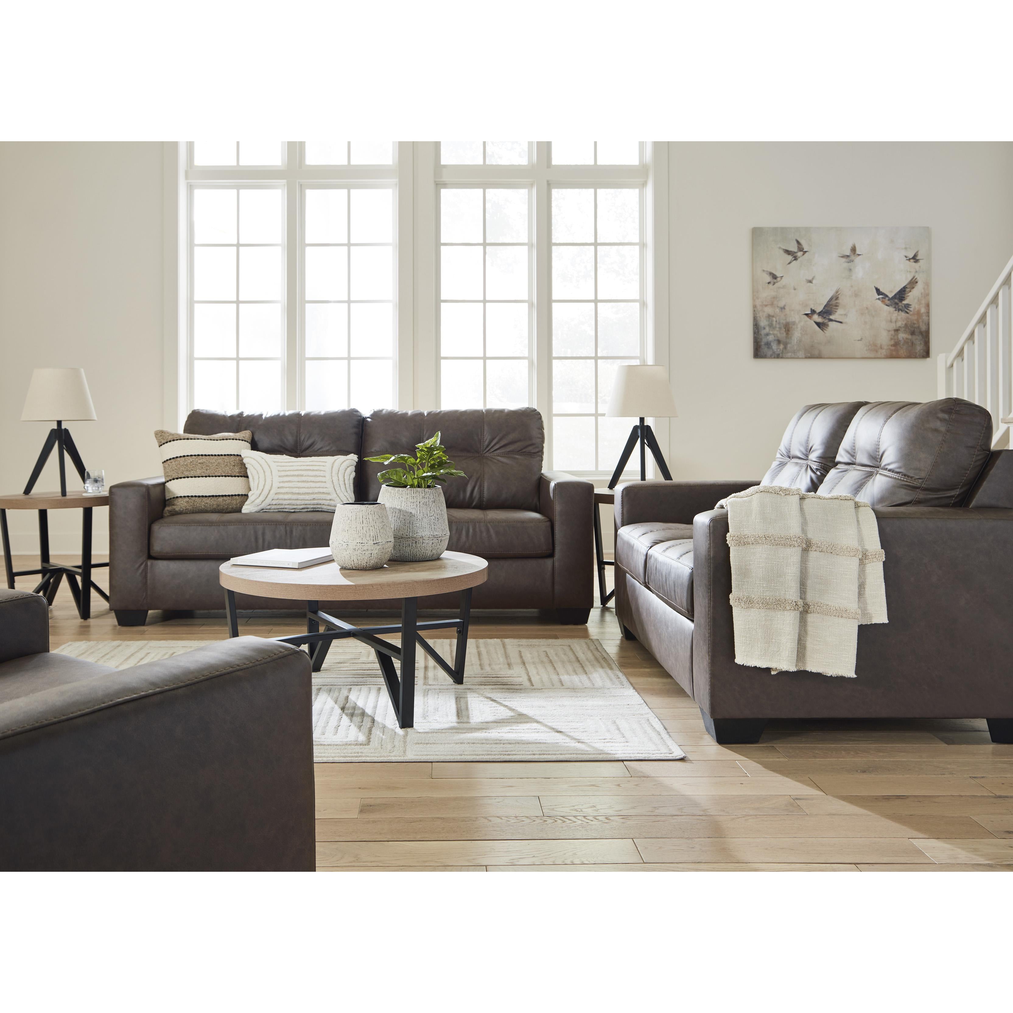  Manufacturer Color_Umber --  Benchcraft Barlin Mills Stationary Leather Look Loveseat IMAGE 7