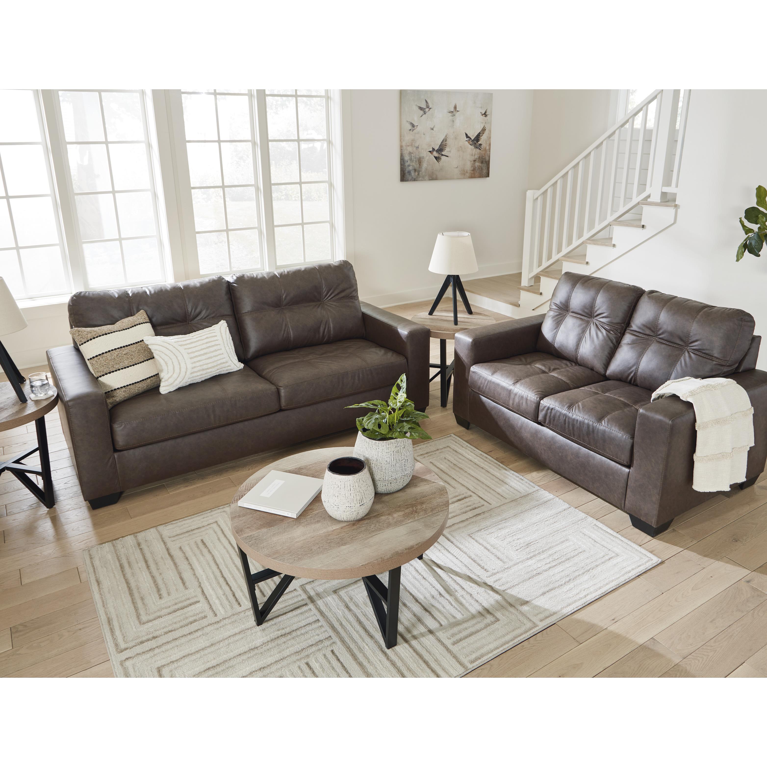  Manufacturer Color_Umber --  Benchcraft Barlin Mills Stationary Leather Look Loveseat IMAGE 8