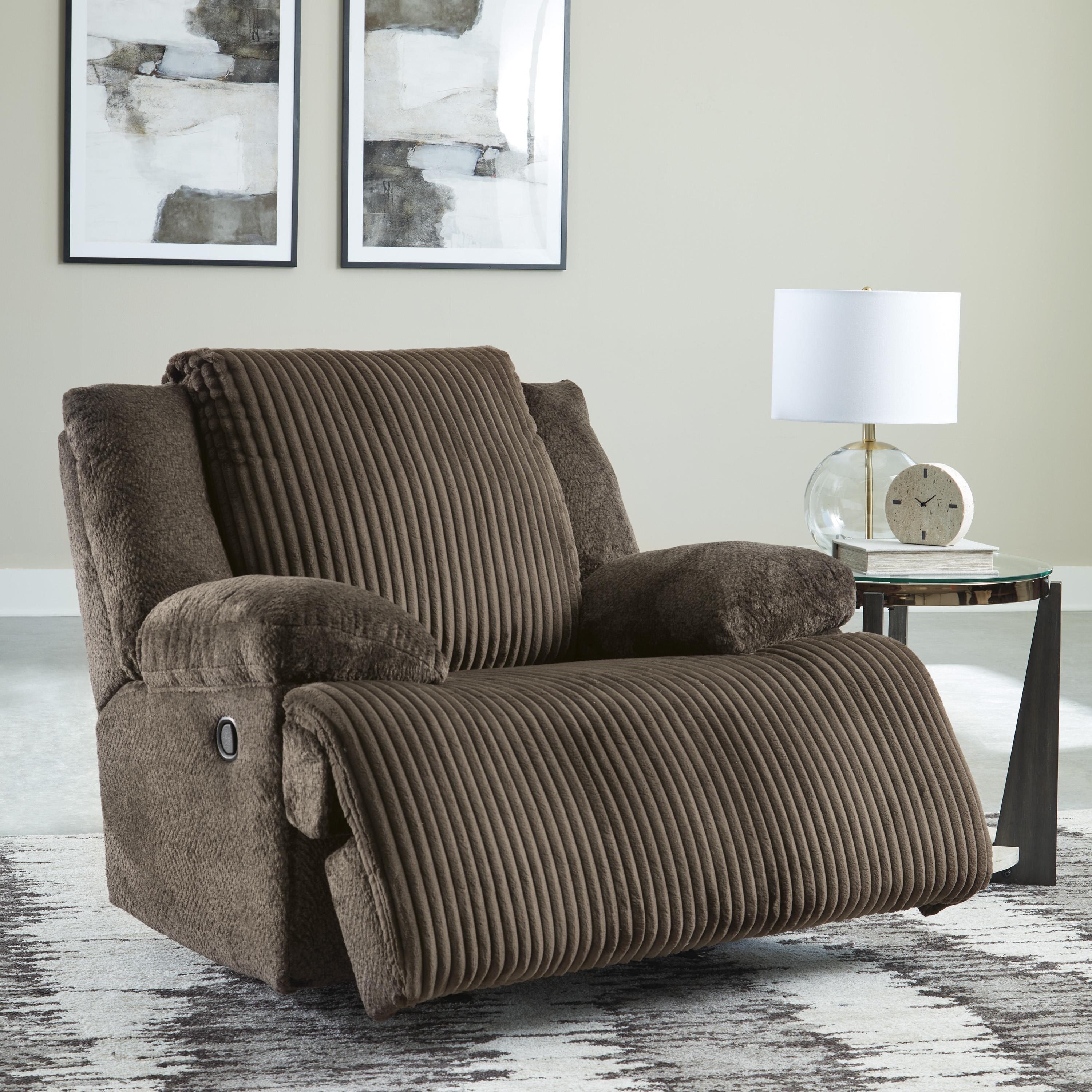  Manufacturer Color_Chocolate --  Signature Design by Ashley Top Tier Rocker Fabric Recliner IMAGE 9