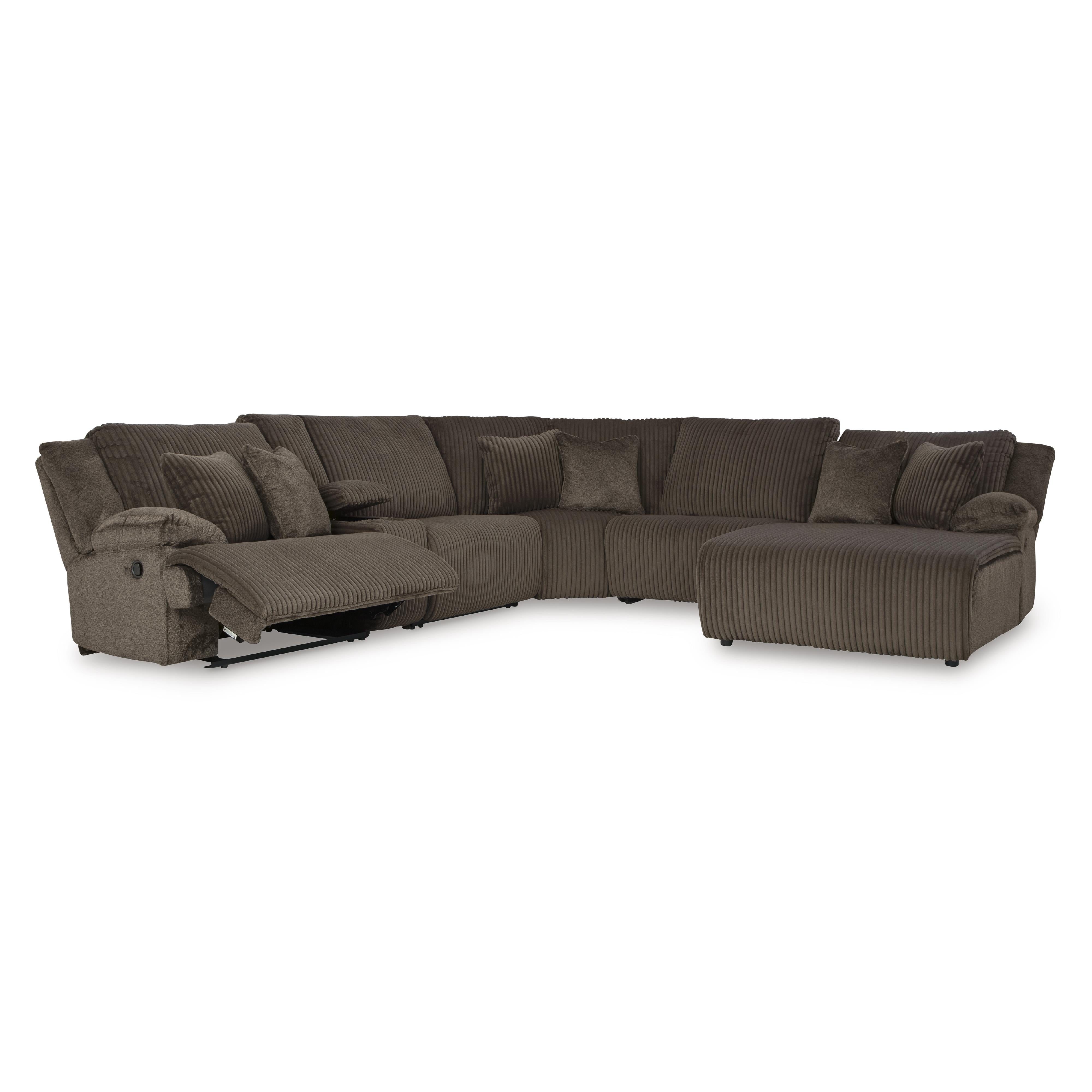  Manufacturer Color_Chocolate --  Signature Design by Ashley Top Tier Reclining Fabric 6 pc Sectional IMAGE 2