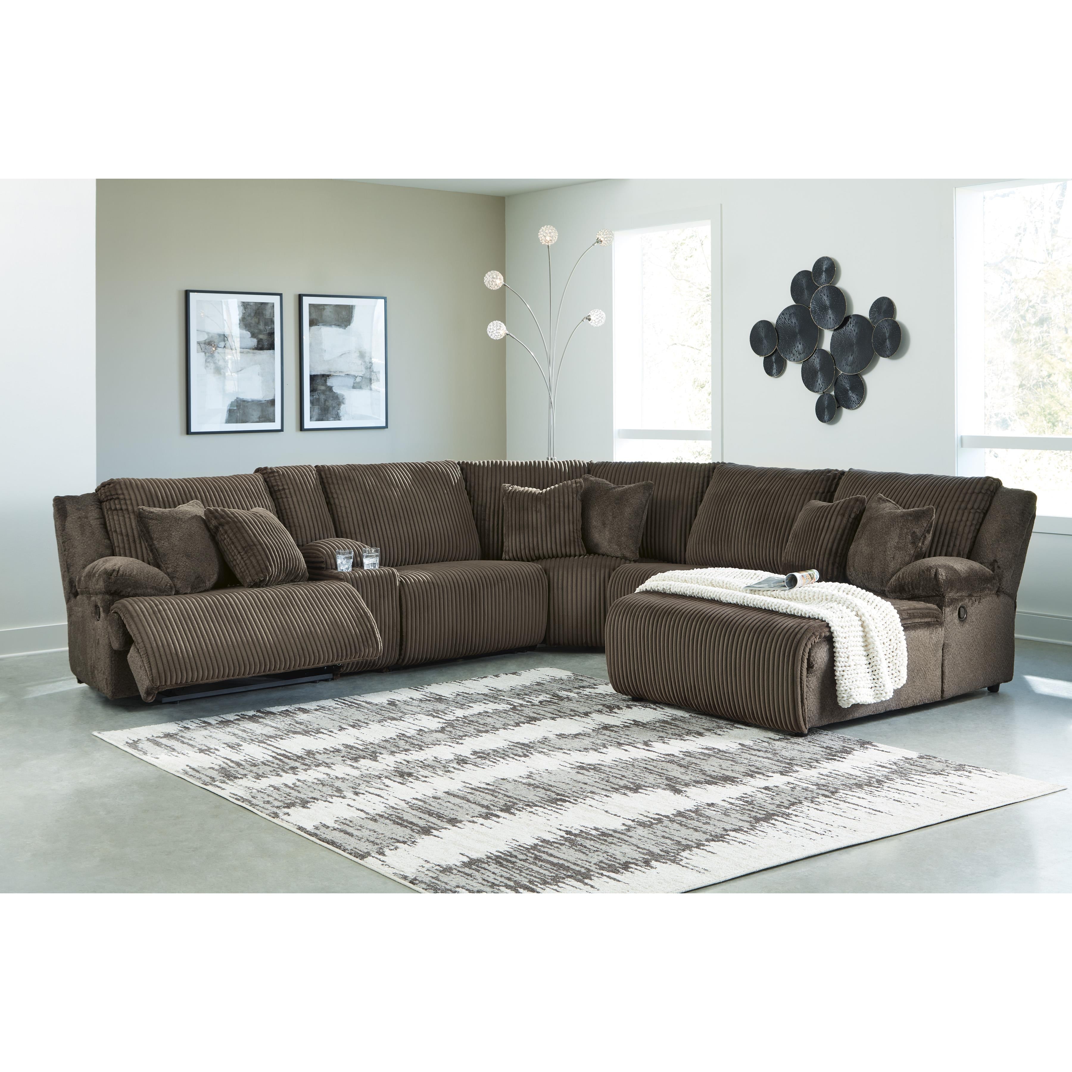  Manufacturer Color_Chocolate --  Signature Design by Ashley Top Tier Reclining Fabric 6 pc Sectional IMAGE 4