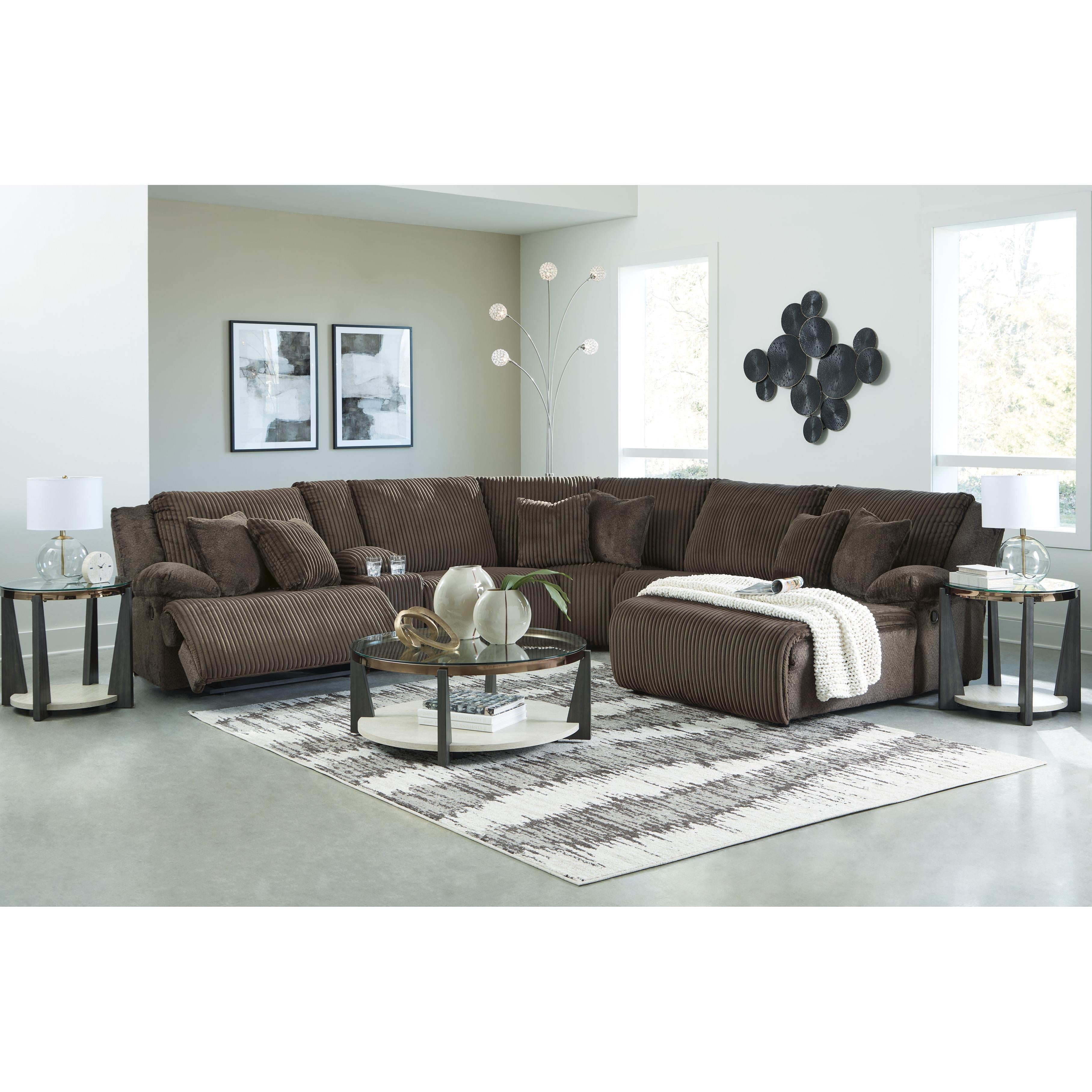  Manufacturer Color_Chocolate --  Signature Design by Ashley Top Tier Reclining Fabric 6 pc Sectional IMAGE 5
