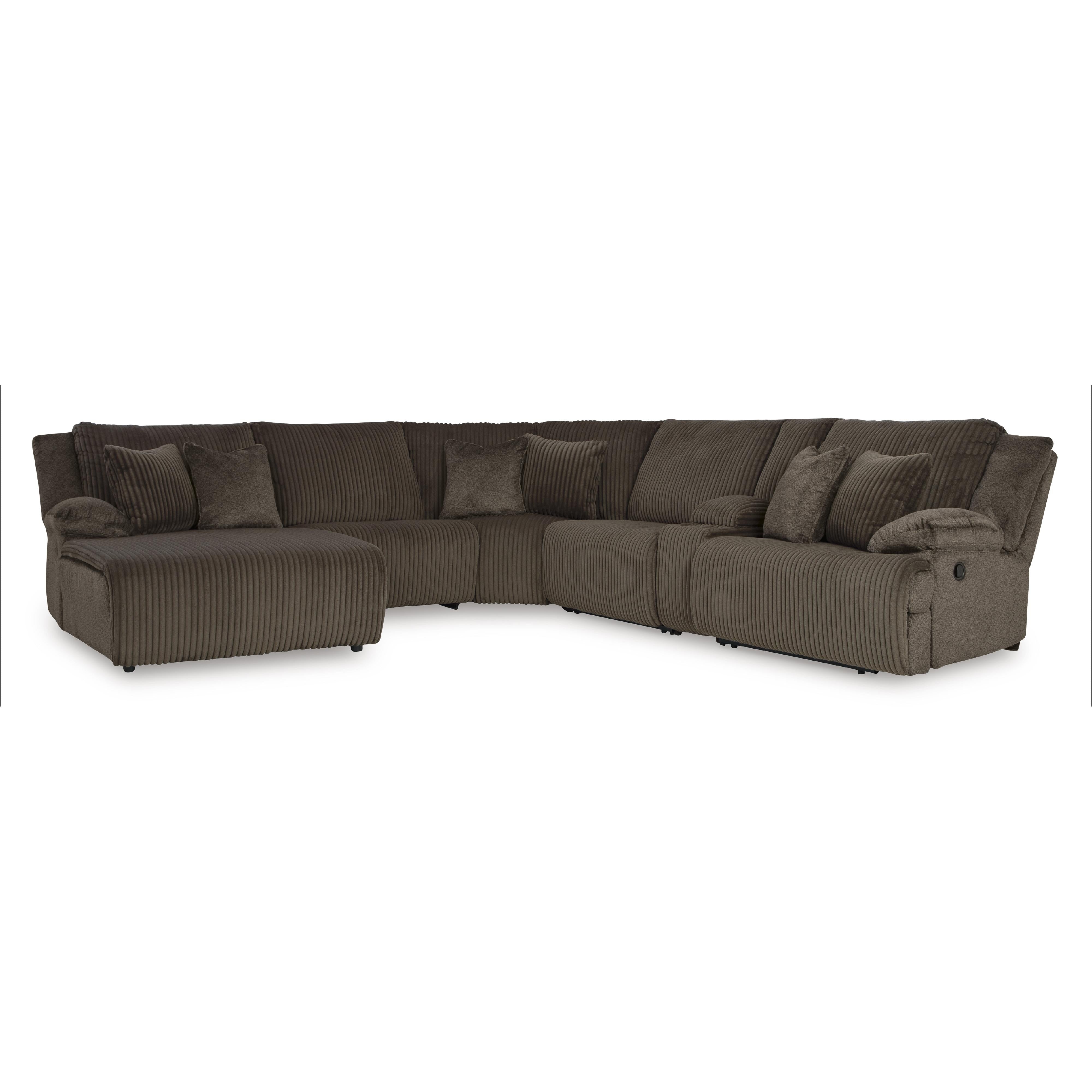  Manufacturer Color_Chocolate --  Signature Design by Ashley Top Tier Reclining Fabric 6 pc Sectional IMAGE 1