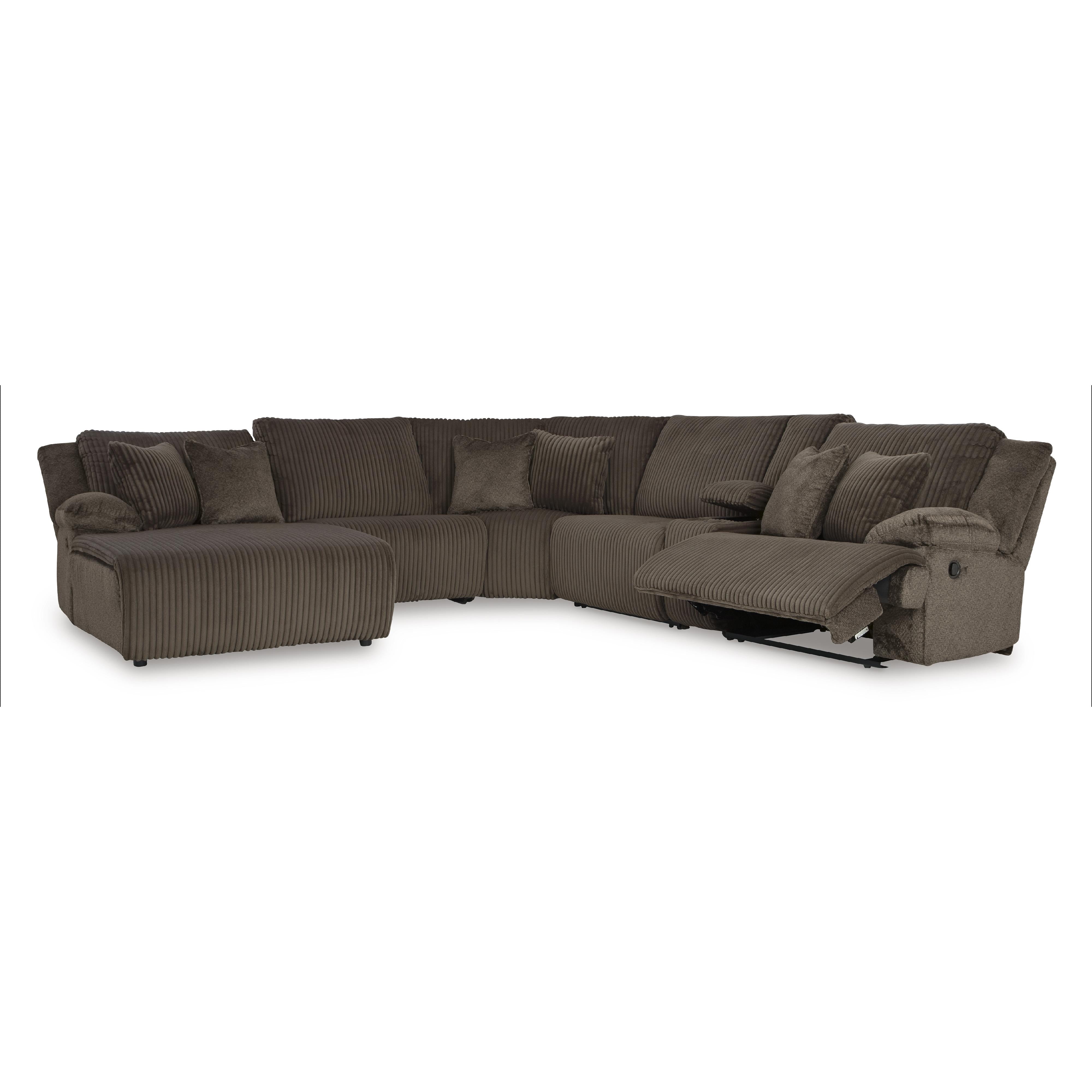  Manufacturer Color_Chocolate --  Signature Design by Ashley Top Tier Reclining Fabric 6 pc Sectional IMAGE 2