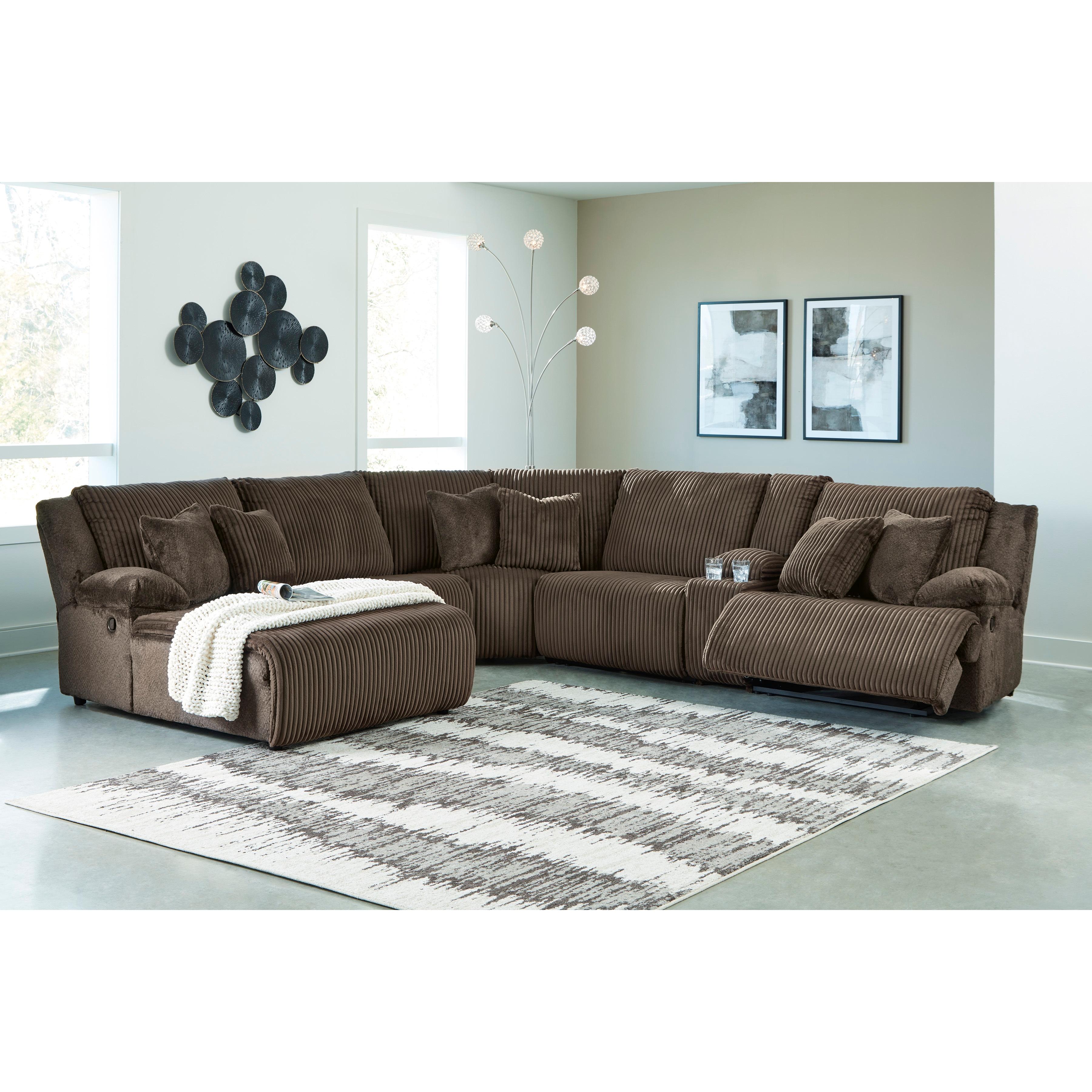  Manufacturer Color_Chocolate --  Signature Design by Ashley Top Tier Reclining Fabric 6 pc Sectional IMAGE 4