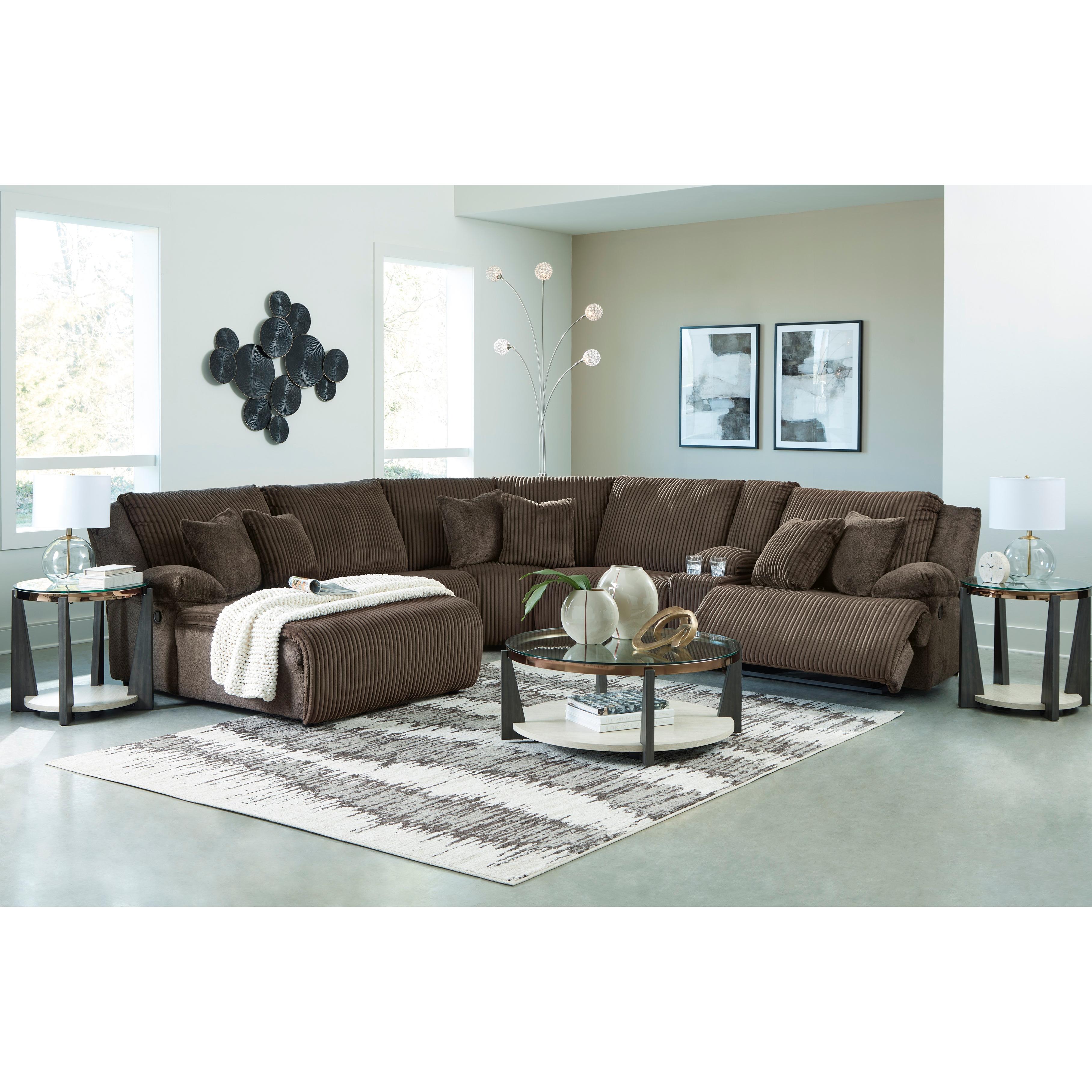  Manufacturer Color_Chocolate --  Signature Design by Ashley Top Tier Reclining Fabric 6 pc Sectional IMAGE 5