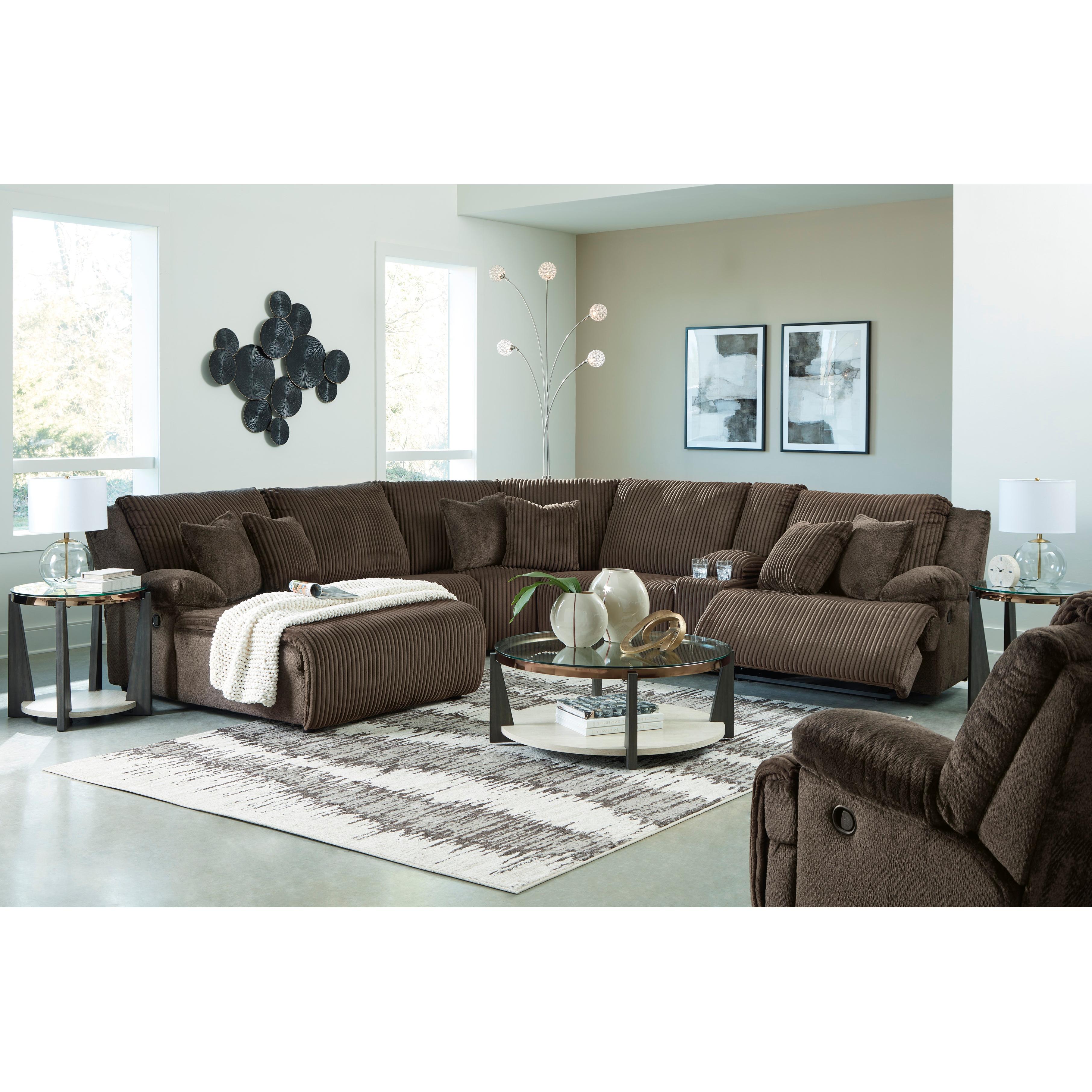  Manufacturer Color_Chocolate --  Signature Design by Ashley Top Tier Reclining Fabric 6 pc Sectional IMAGE 6