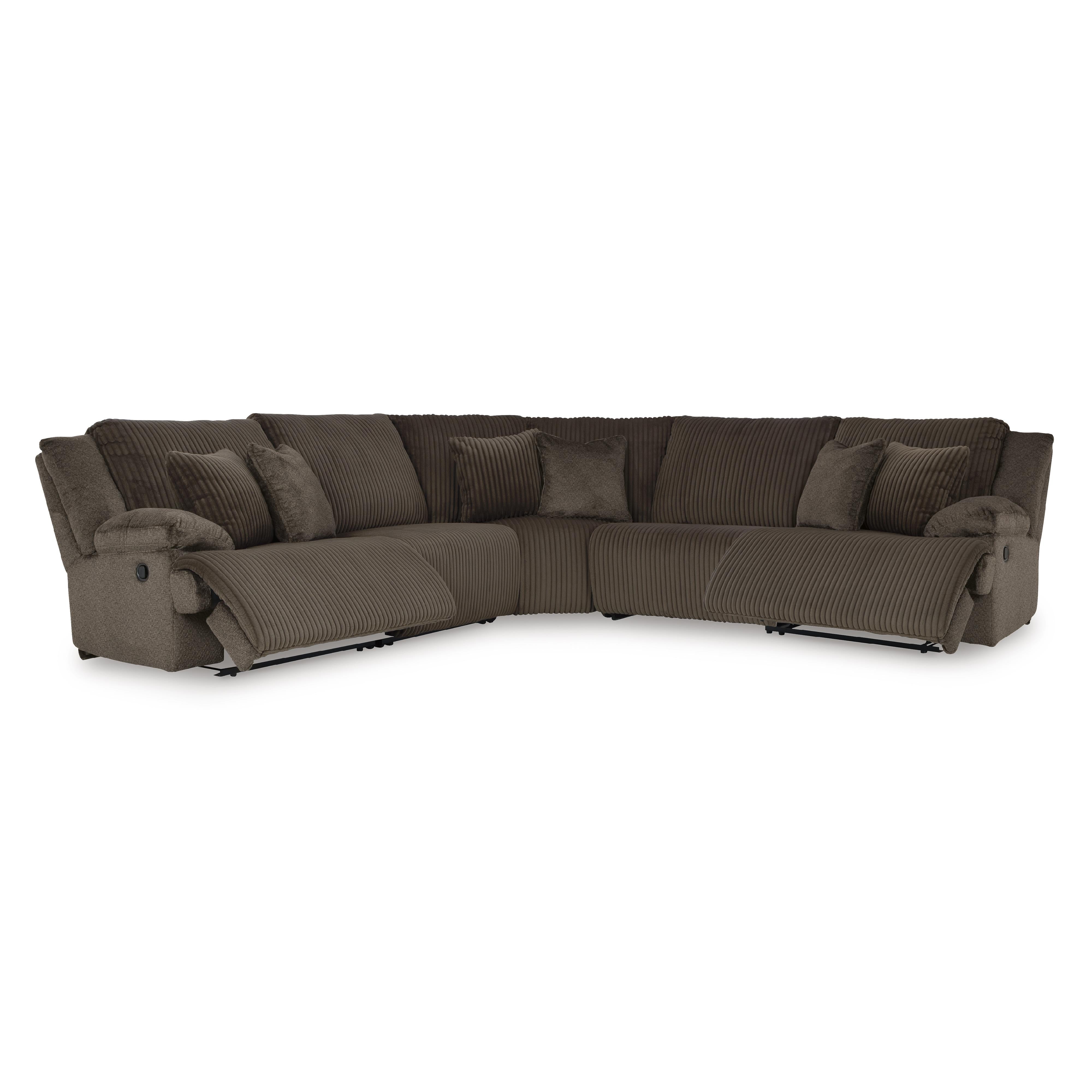  Manufacturer Color_Chocolate --  Signature Design by Ashley Top Tier Reclining Fabric 5 pc Sectional IMAGE 2