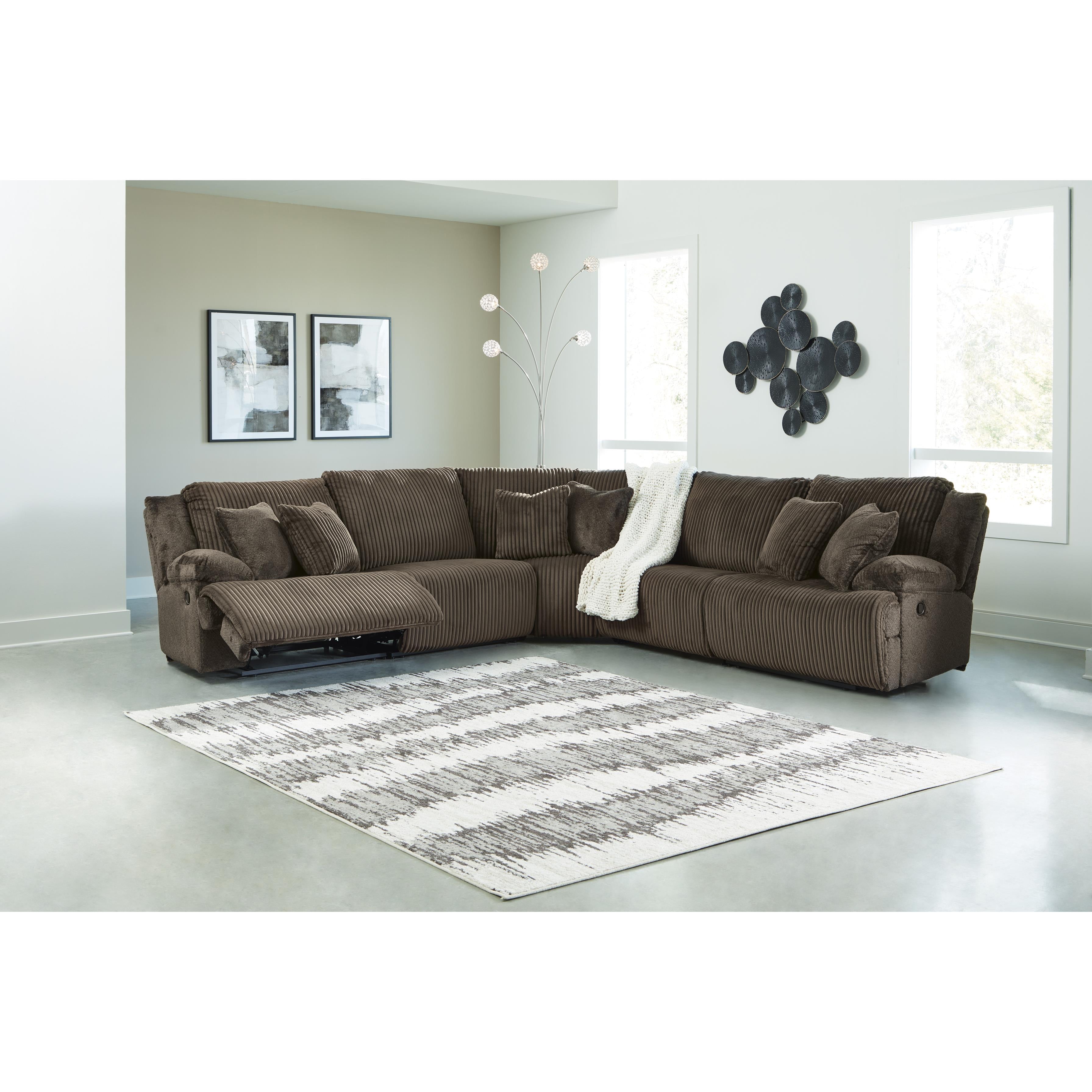  Manufacturer Color_Chocolate --  Signature Design by Ashley Top Tier Reclining Fabric 5 pc Sectional IMAGE 6
