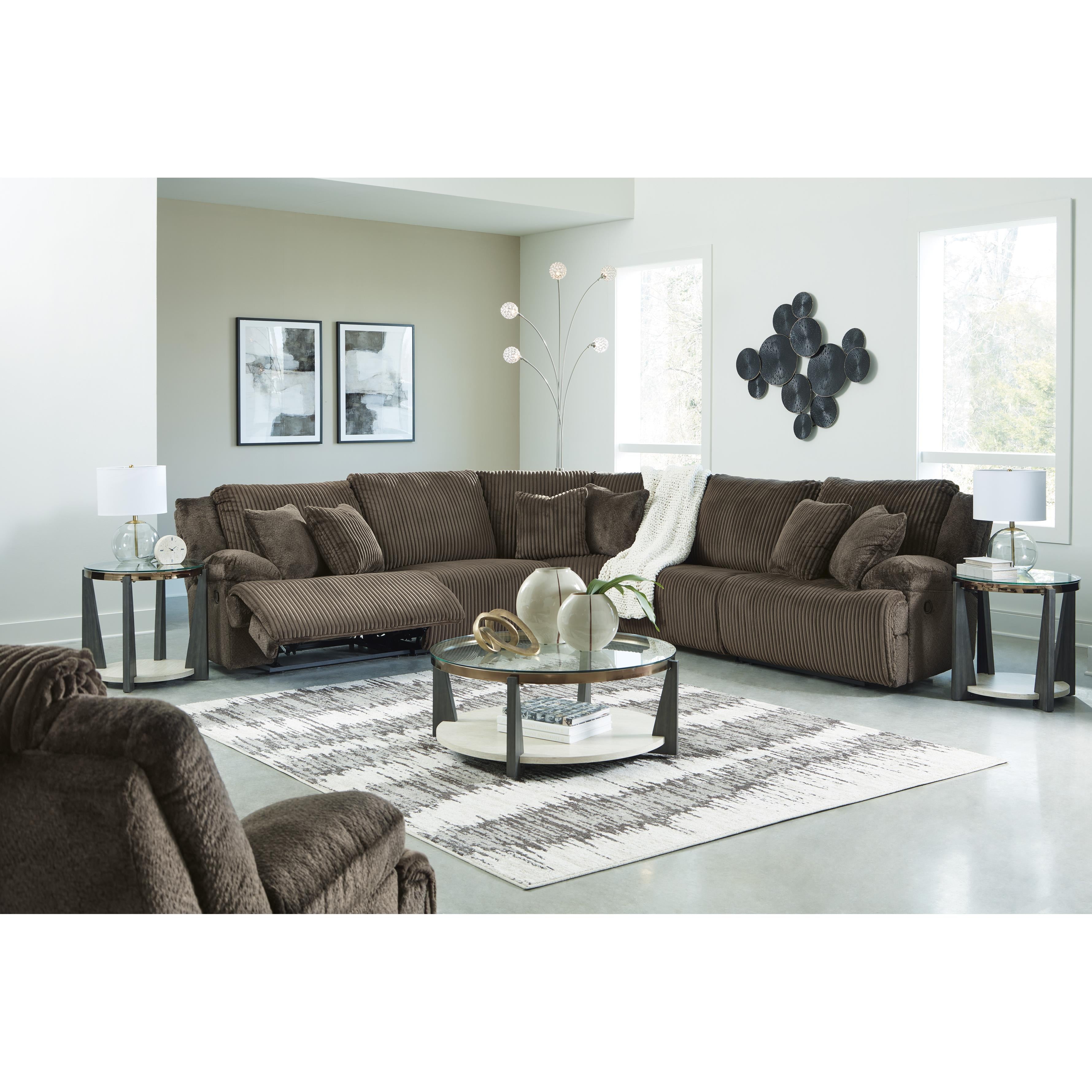  Manufacturer Color_Chocolate --  Signature Design by Ashley Top Tier Reclining Fabric 5 pc Sectional IMAGE 7