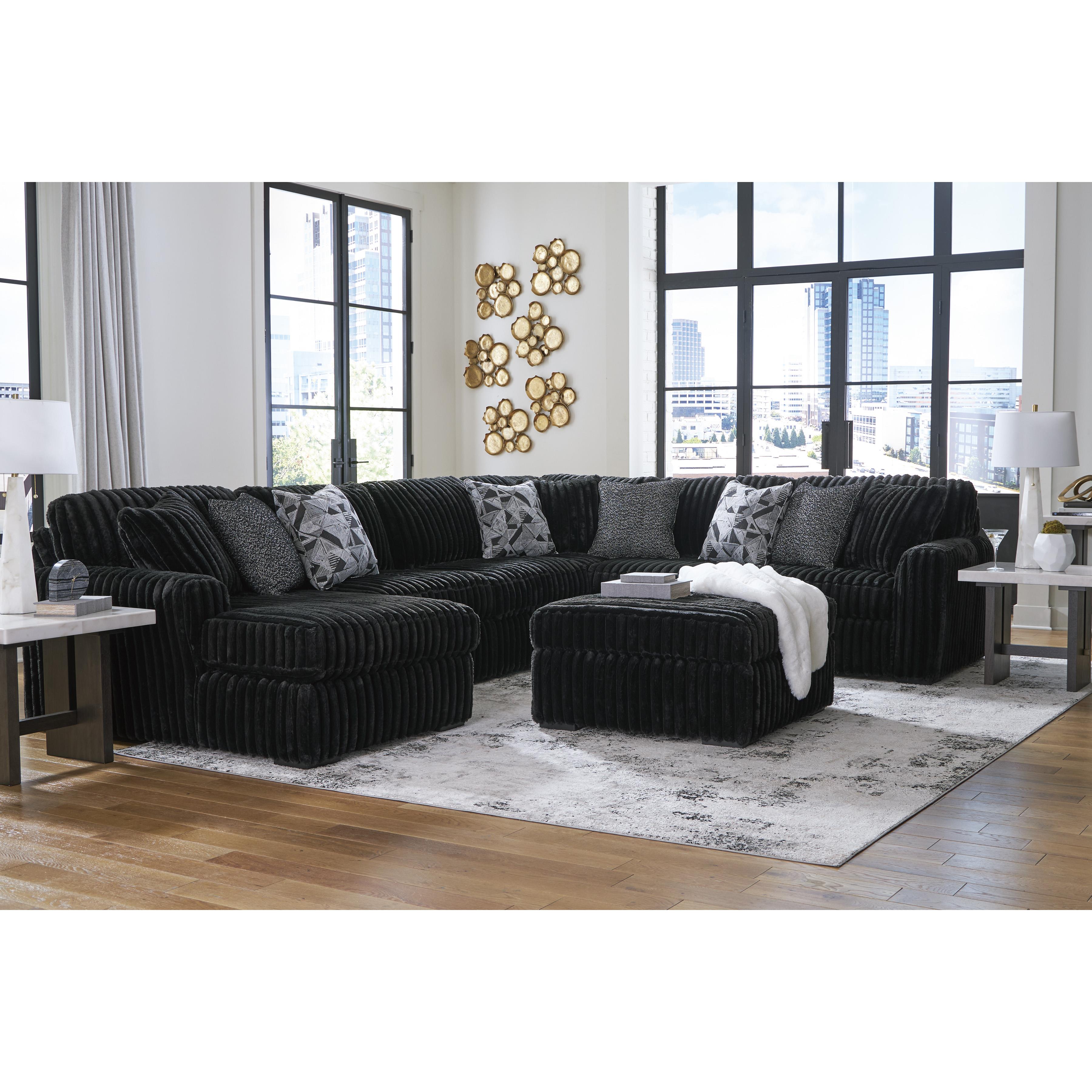  Manufacturer Color_Onyx --  Signature Design by Ashley Midnight Madness Fabric Ottoman IMAGE 11