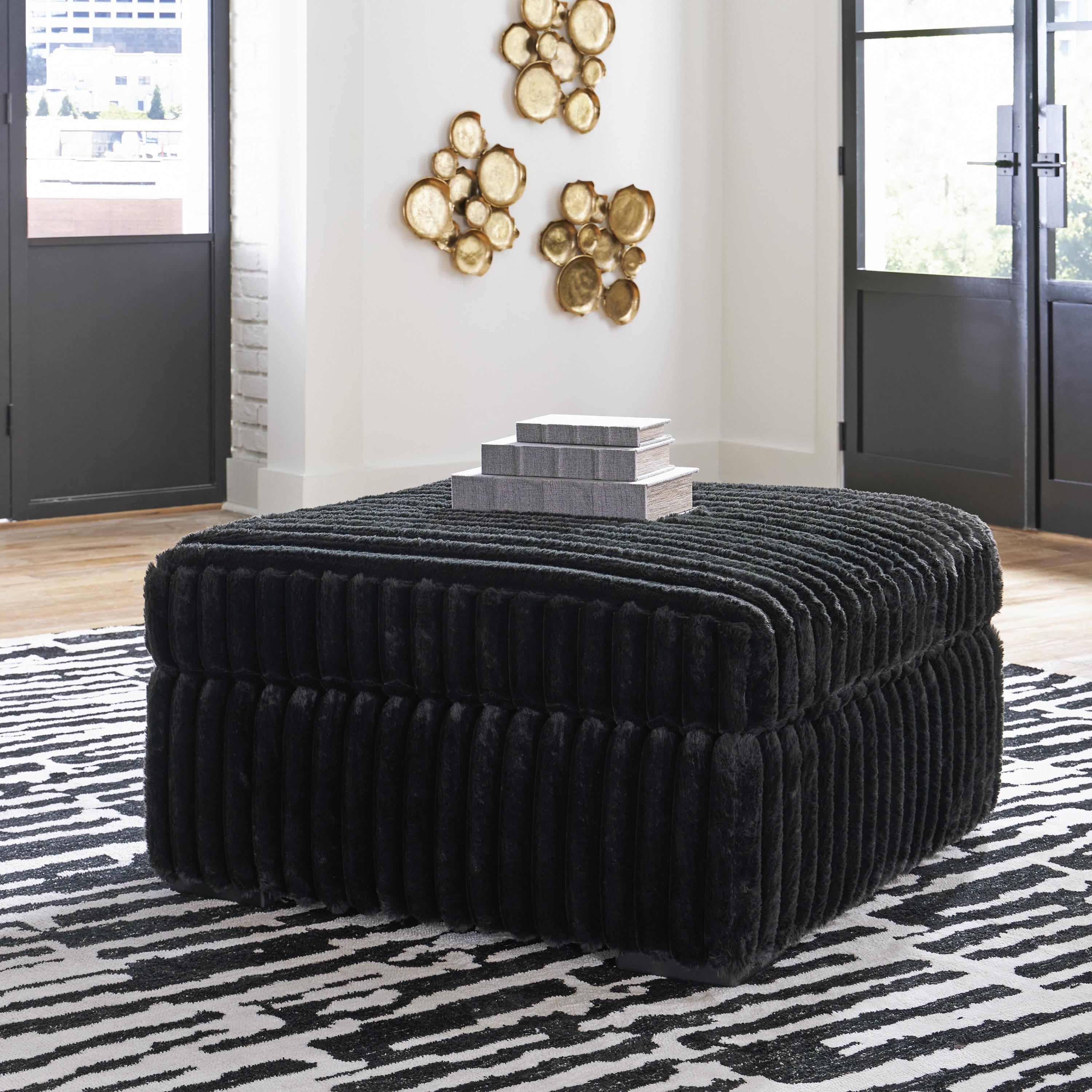  Manufacturer Color_Onyx --  Signature Design by Ashley Midnight Madness Fabric Ottoman IMAGE 4