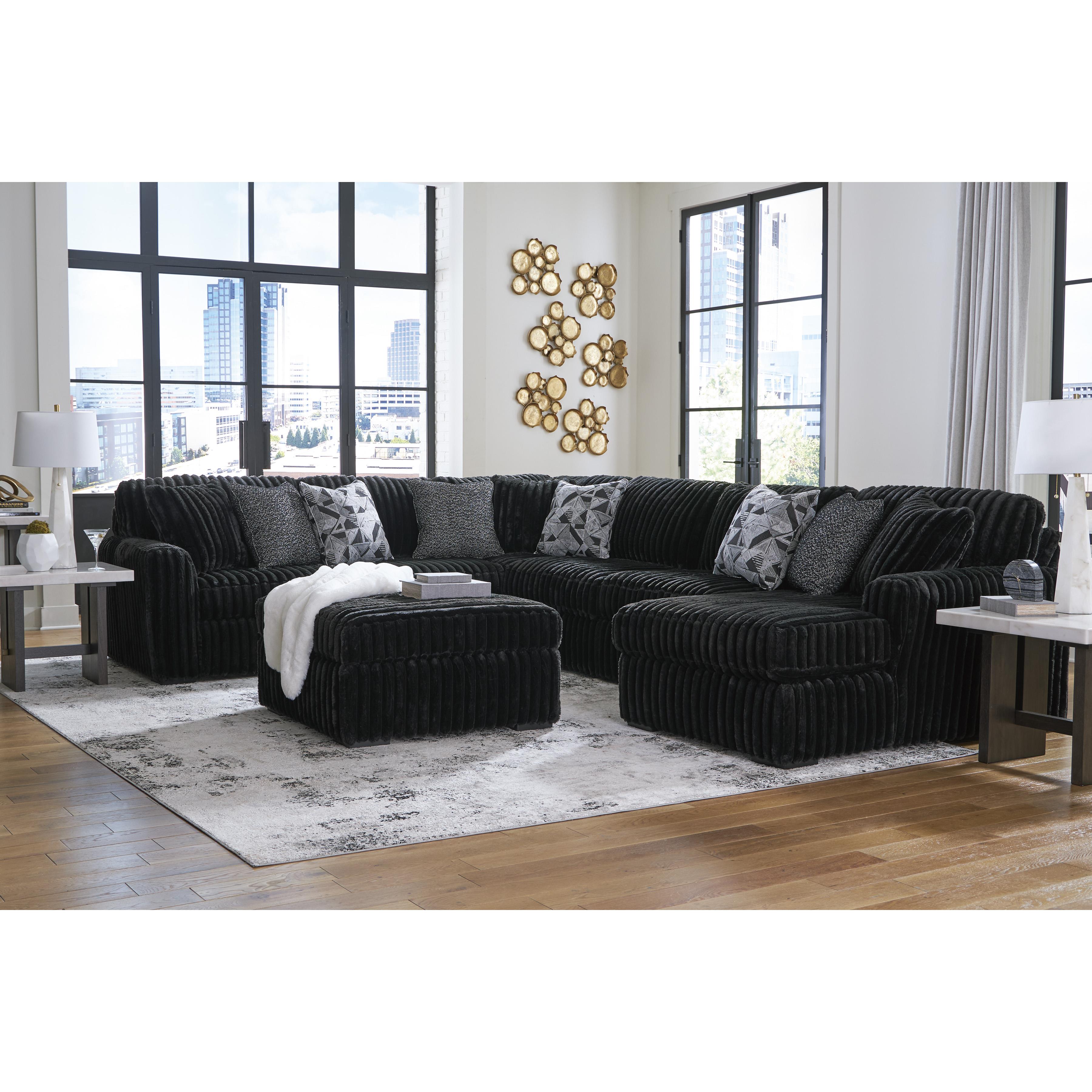  Manufacturer Color_Onyx --  Signature Design by Ashley Midnight Madness Fabric Ottoman IMAGE 7