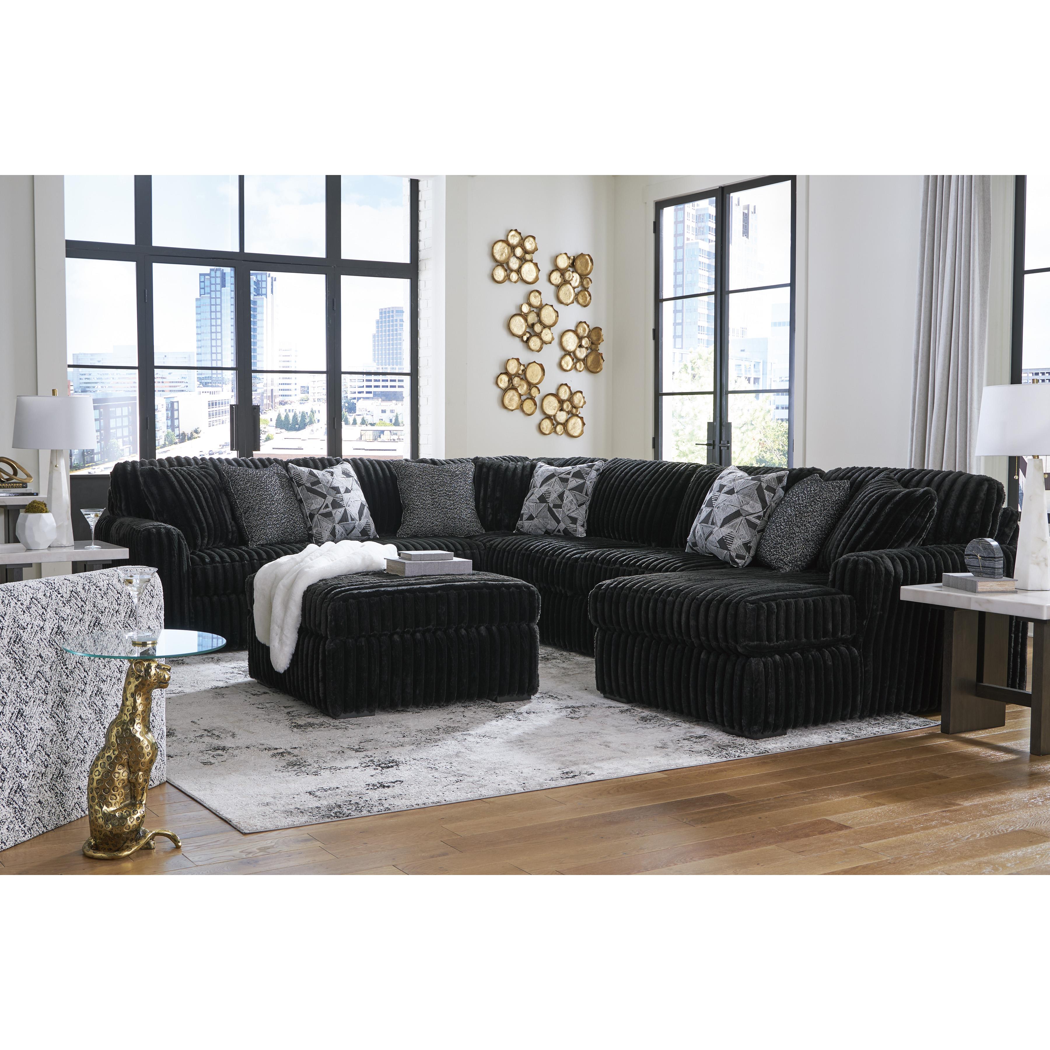  Manufacturer Color_Onyx --  Signature Design by Ashley Midnight Madness Fabric Ottoman IMAGE 8