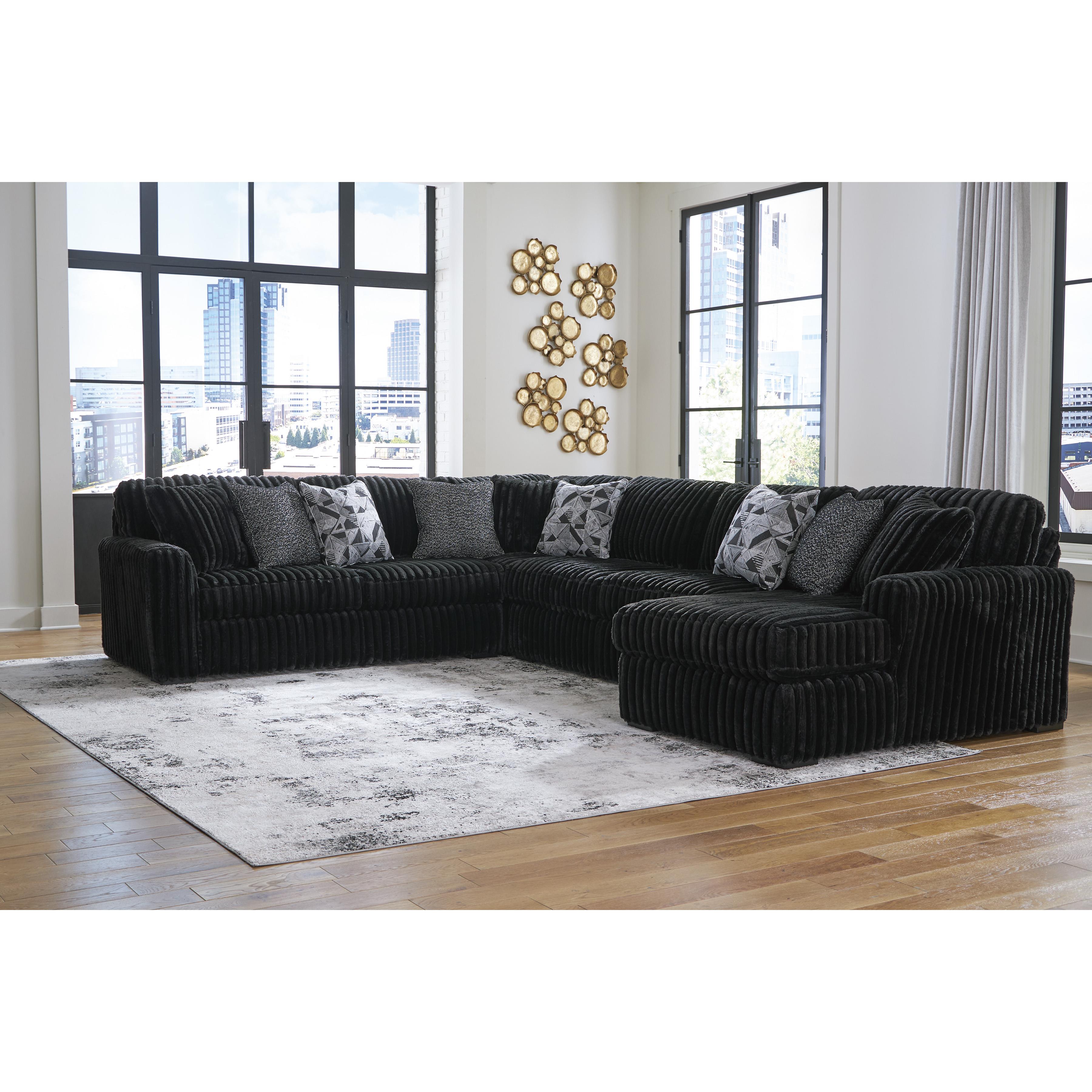  Manufacturer Color_Onyx --  Signature Design by Ashley Midnight Madness Fabric 4 pc Sectional IMAGE 3