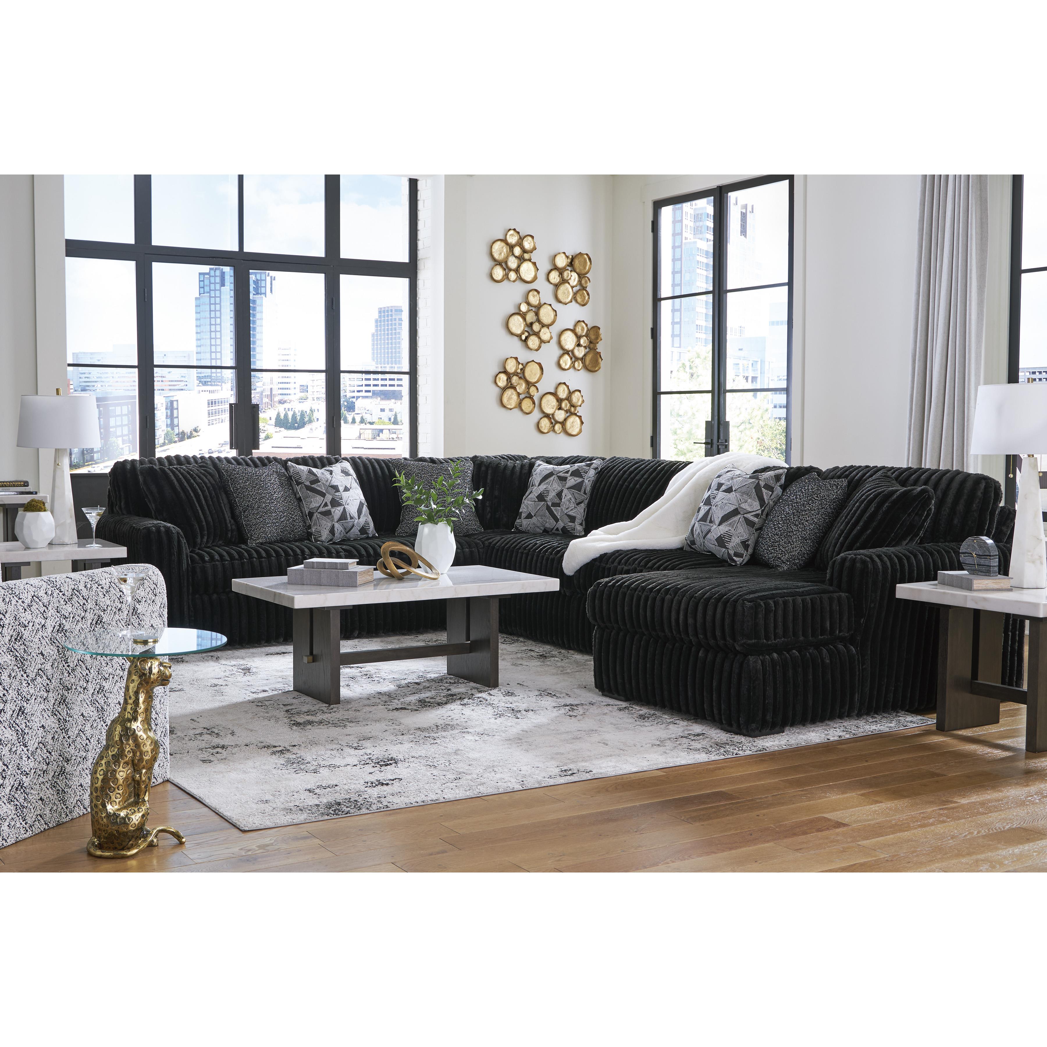  Manufacturer Color_Onyx --  Signature Design by Ashley Midnight Madness Fabric 4 pc Sectional IMAGE 5