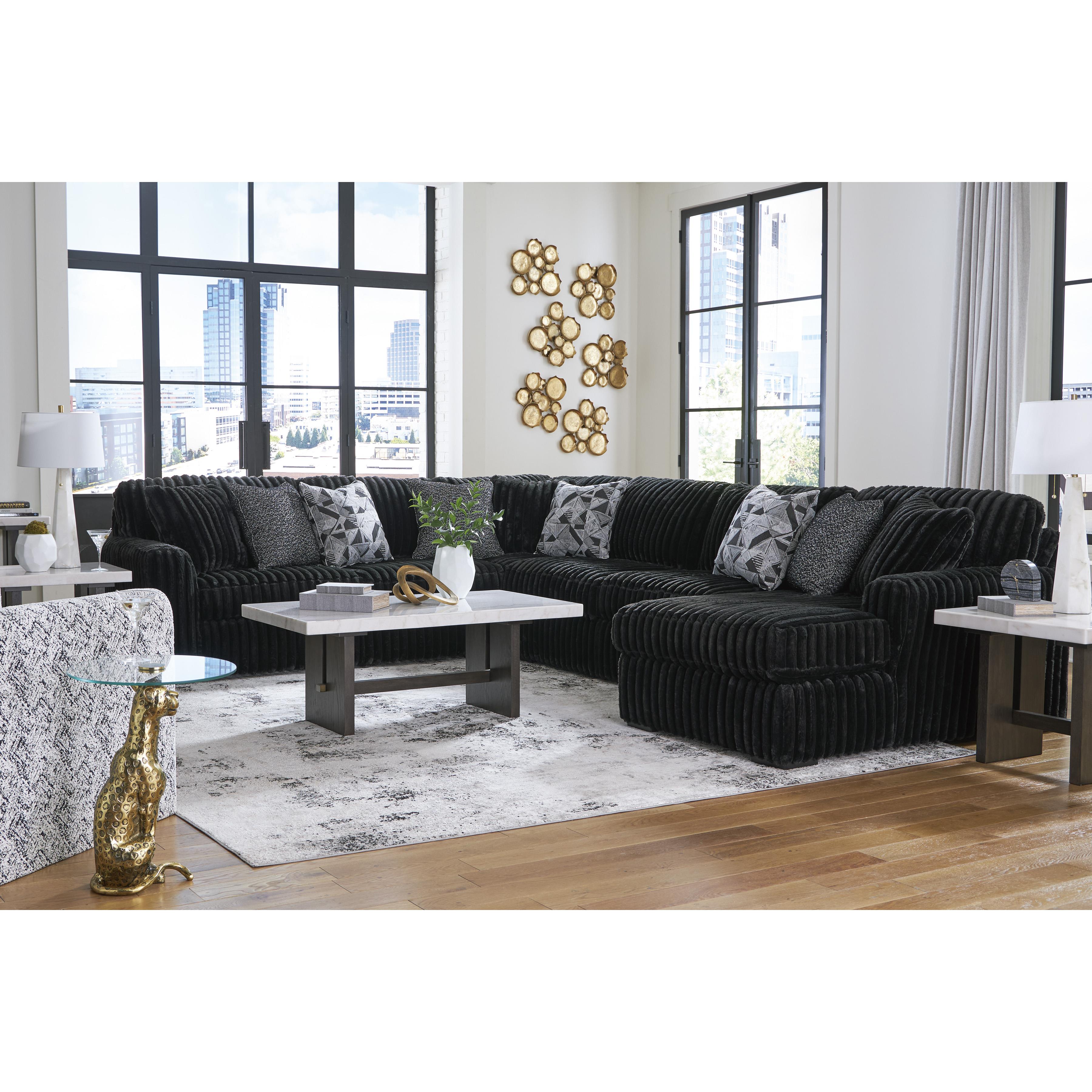  Manufacturer Color_Onyx --  Signature Design by Ashley Midnight Madness Fabric 4 pc Sectional IMAGE 6