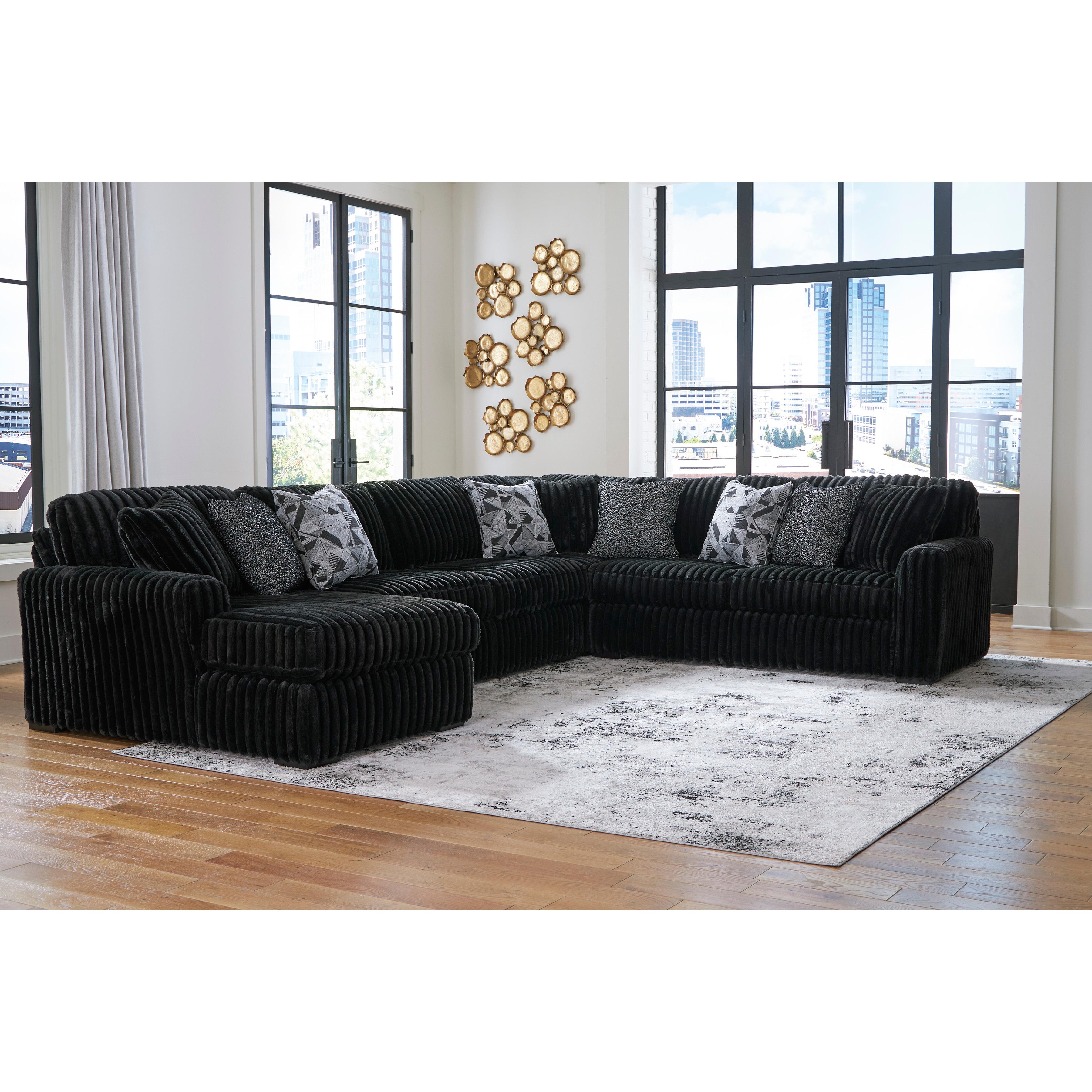  Manufacturer Color_Onyx --  Signature Design by Ashley Midnight Madness Fabric 4 pc Sectional IMAGE 3
