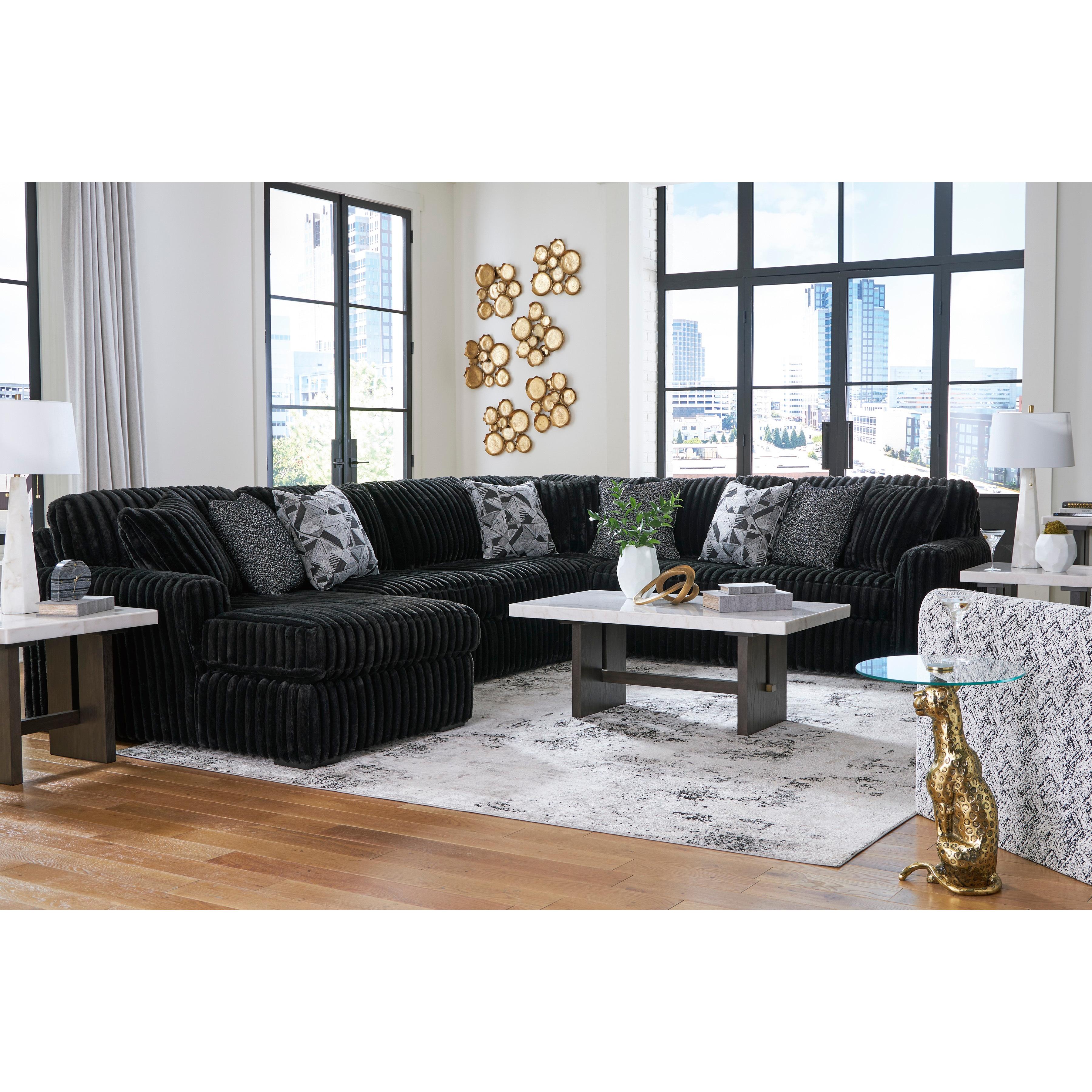  Manufacturer Color_Onyx --  Signature Design by Ashley Midnight Madness Fabric 4 pc Sectional IMAGE 6