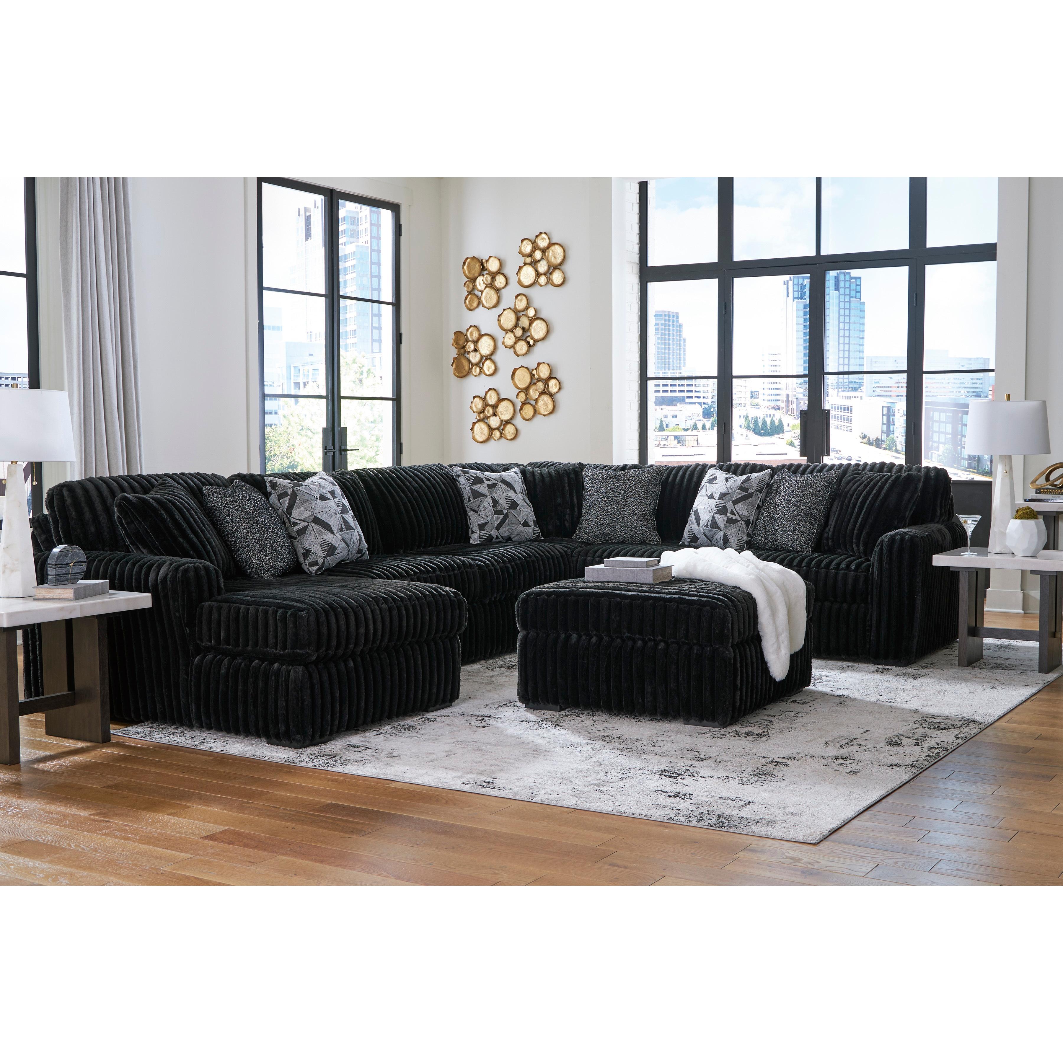  Manufacturer Color_Onyx --  Signature Design by Ashley Midnight Madness Fabric 4 pc Sectional IMAGE 7