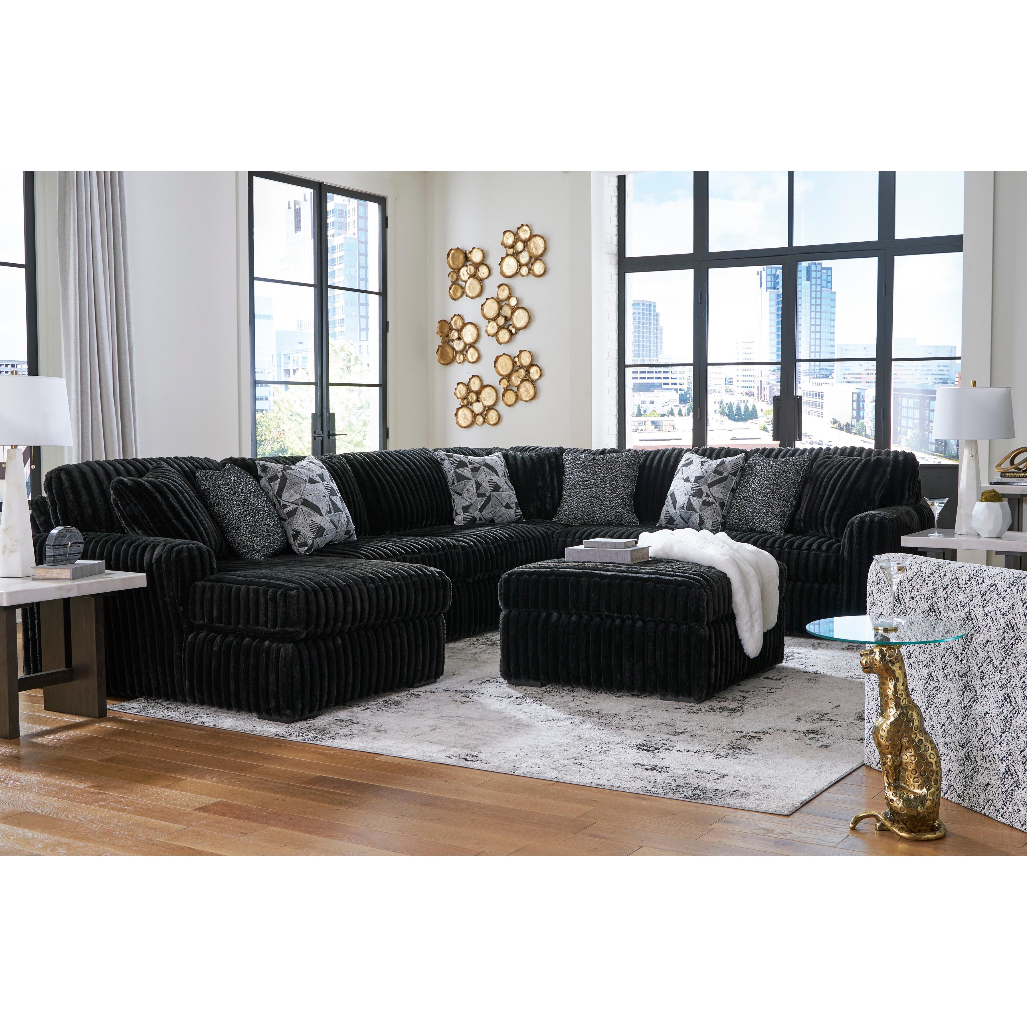  Manufacturer Color_Onyx --  Signature Design by Ashley Midnight Madness Fabric 4 pc Sectional IMAGE 8