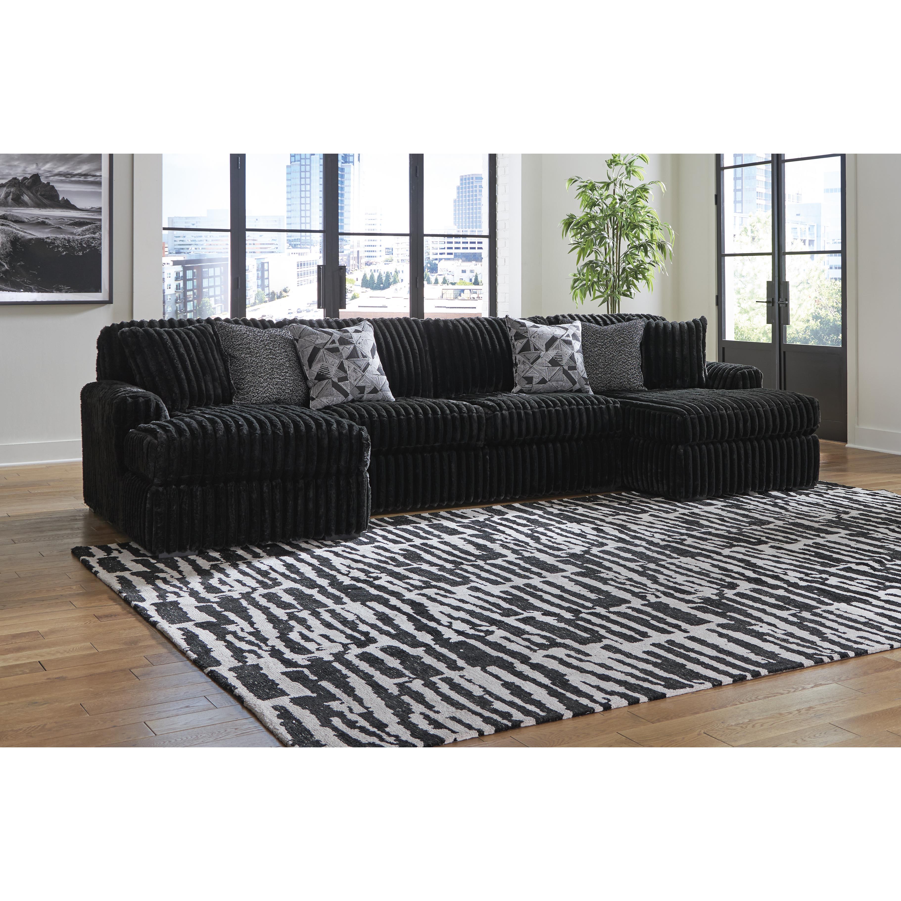  Manufacturer Color_Onyx --  Signature Design by Ashley Midnight Madness Fabric 3 pc Sectional IMAGE 3