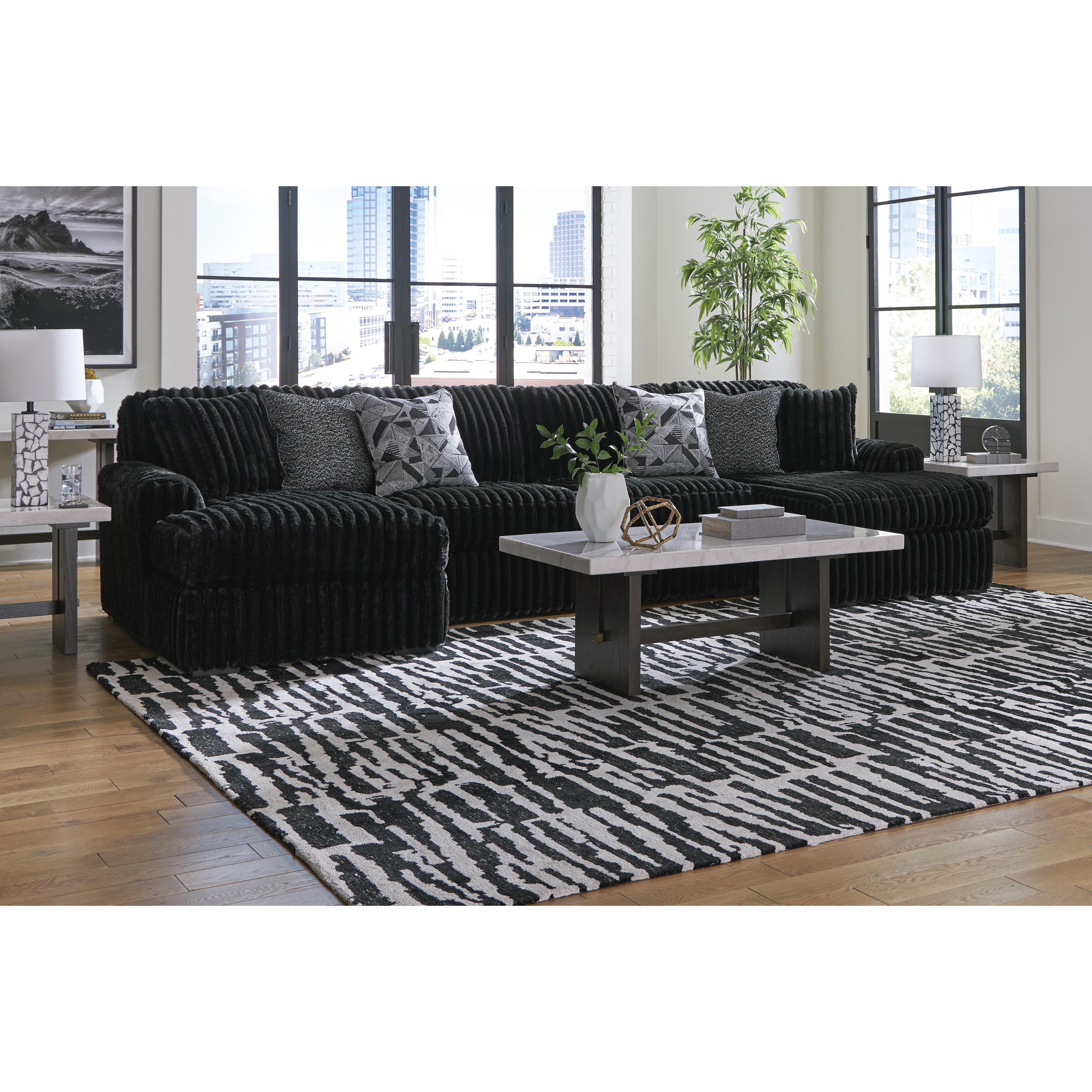  Manufacturer Color_Onyx --  Signature Design by Ashley Midnight Madness Fabric 3 pc Sectional IMAGE 4
