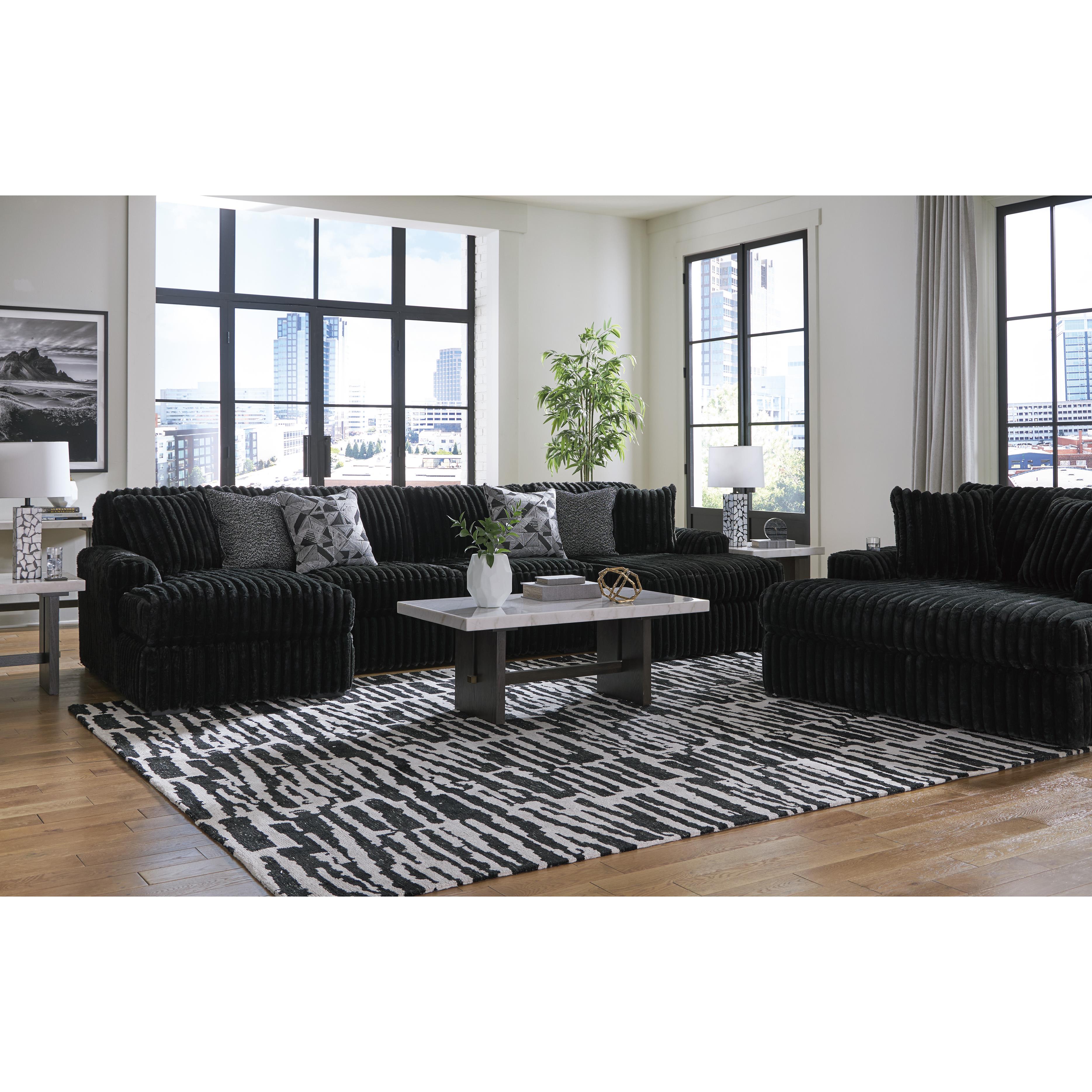  Manufacturer Color_Onyx --  Signature Design by Ashley Midnight Madness Fabric 3 pc Sectional IMAGE 5