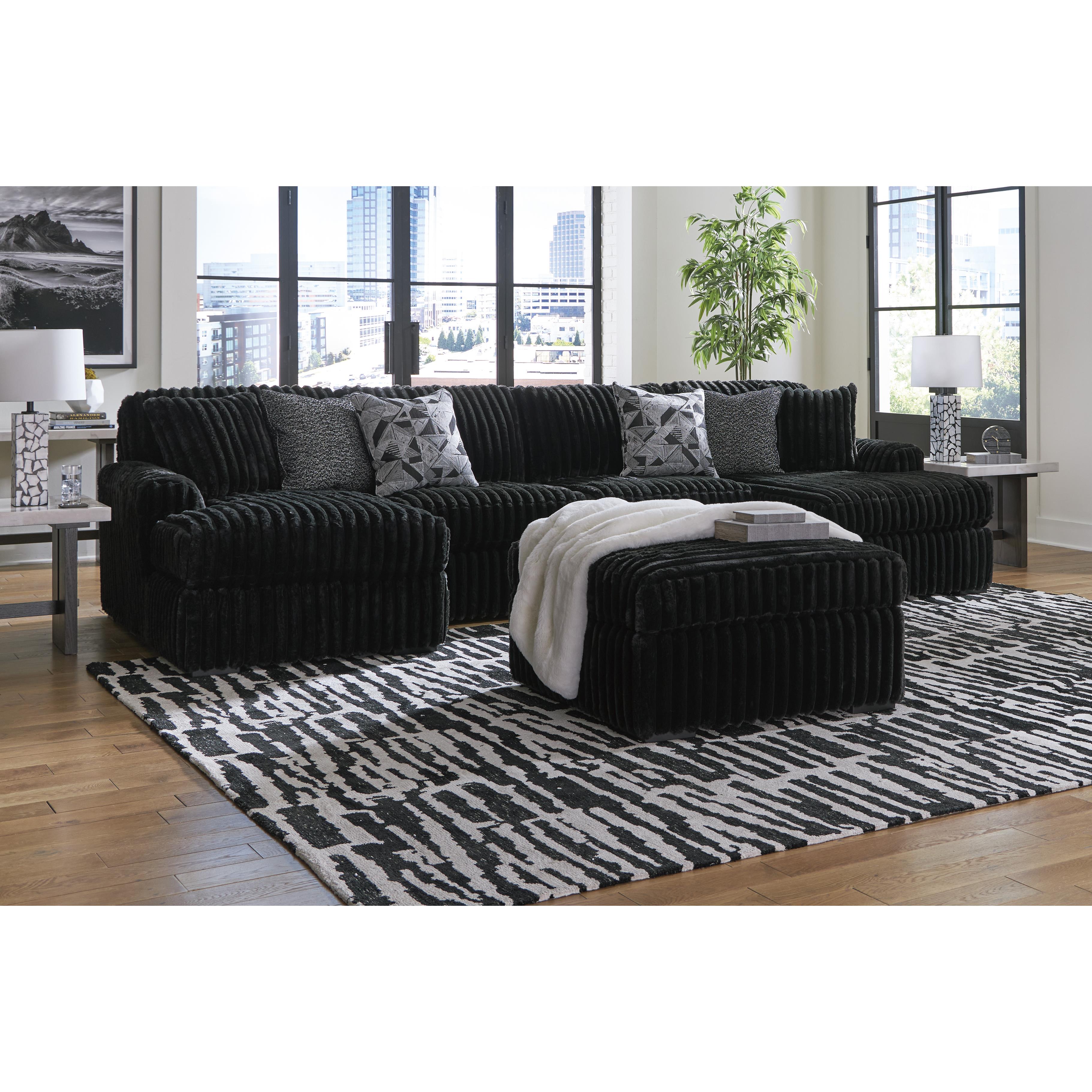  Manufacturer Color_Onyx --  Signature Design by Ashley Midnight Madness Fabric 3 pc Sectional IMAGE 6