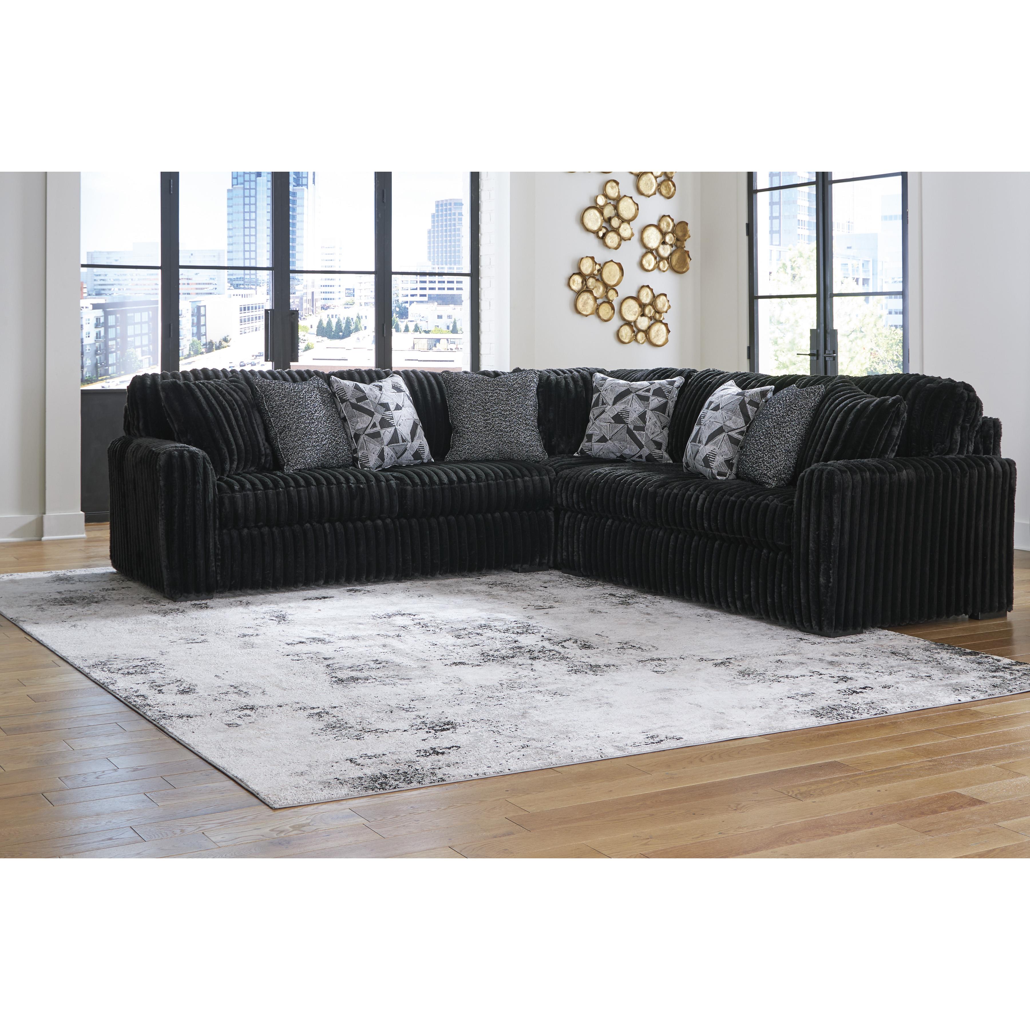  Manufacturer Color_Onyx --  Signature Design by Ashley Midnight Madness Fabric 3 pc Sectional IMAGE 3