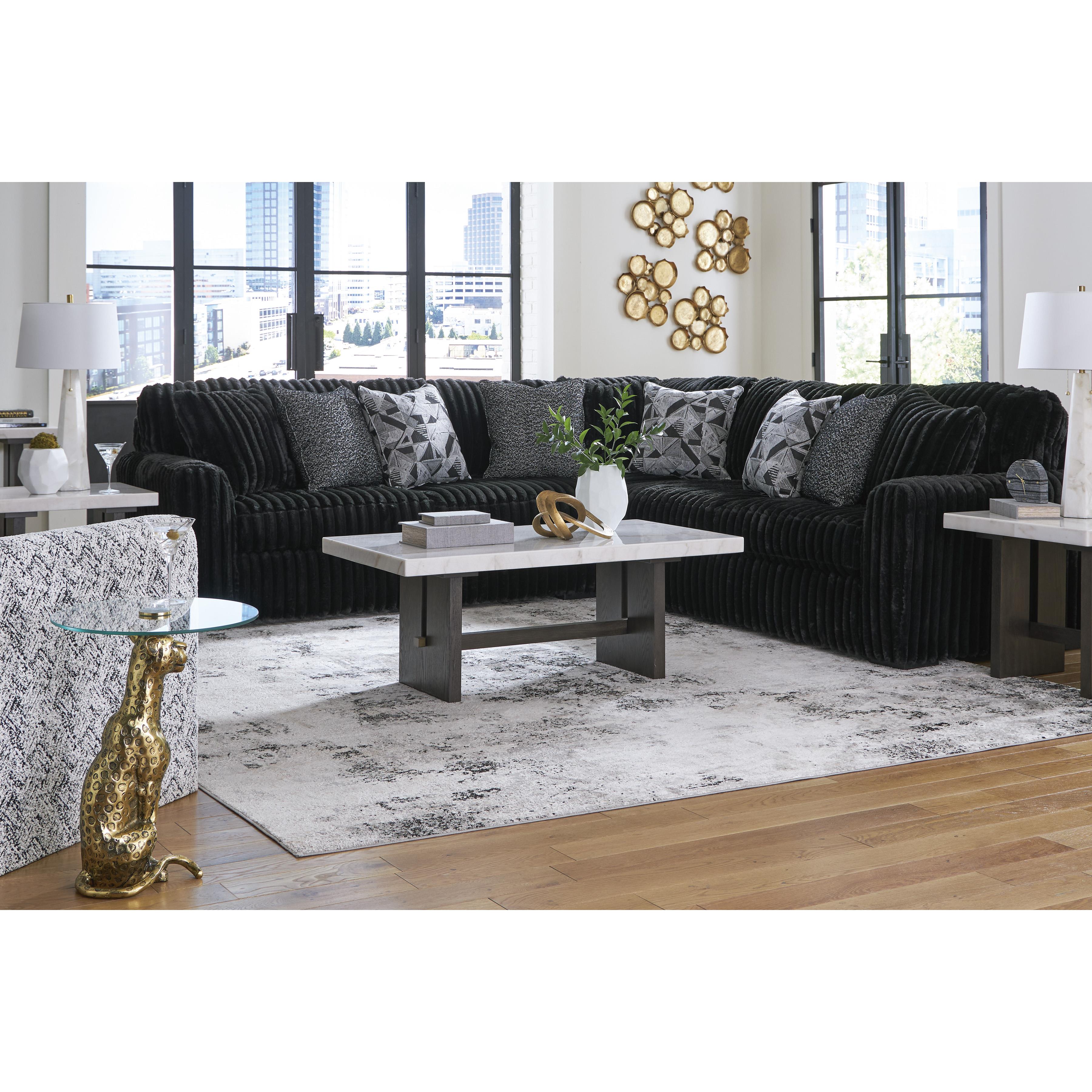  Manufacturer Color_Onyx --  Signature Design by Ashley Midnight Madness Fabric 3 pc Sectional IMAGE 5