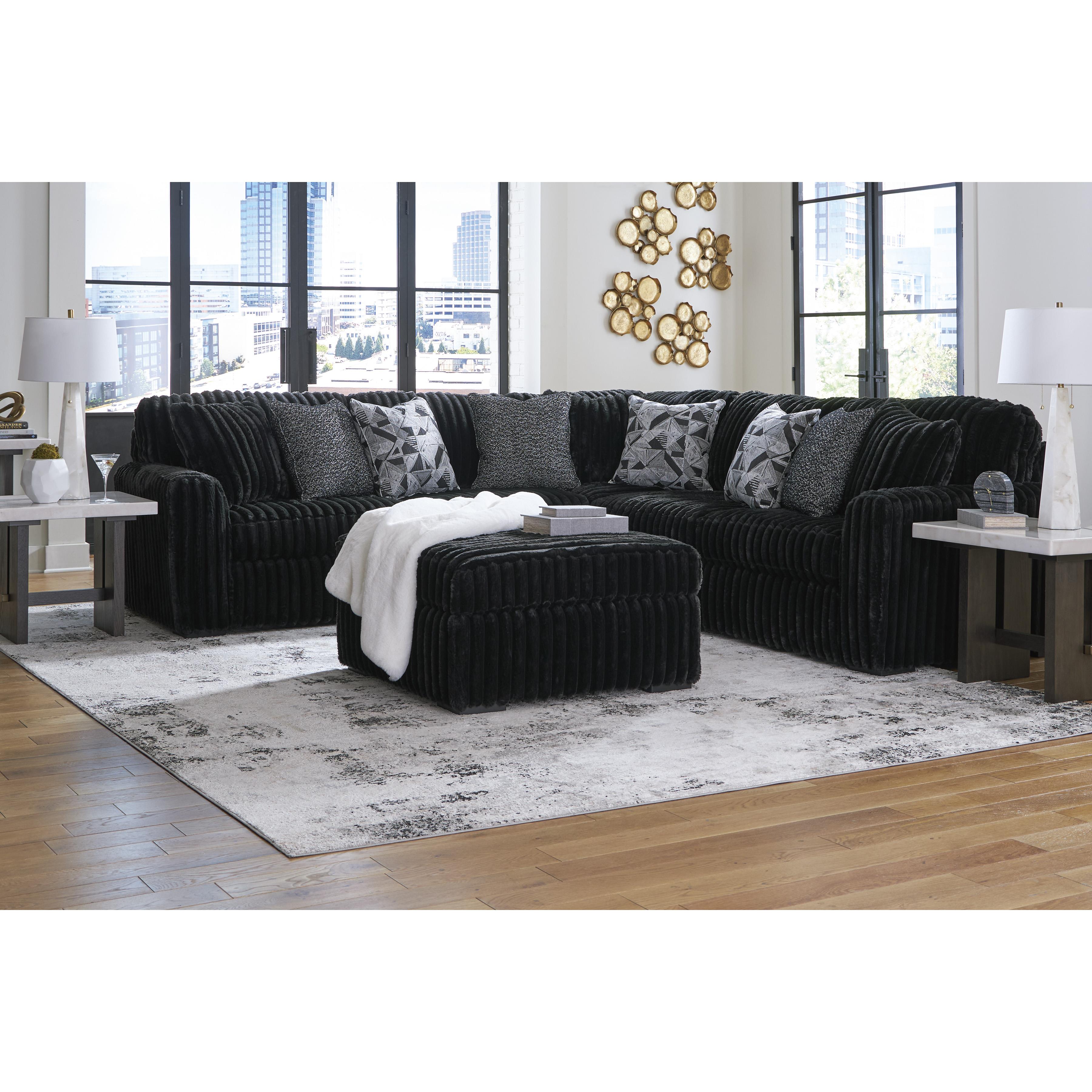  Manufacturer Color_Onyx --  Signature Design by Ashley Midnight Madness Fabric 3 pc Sectional IMAGE 6