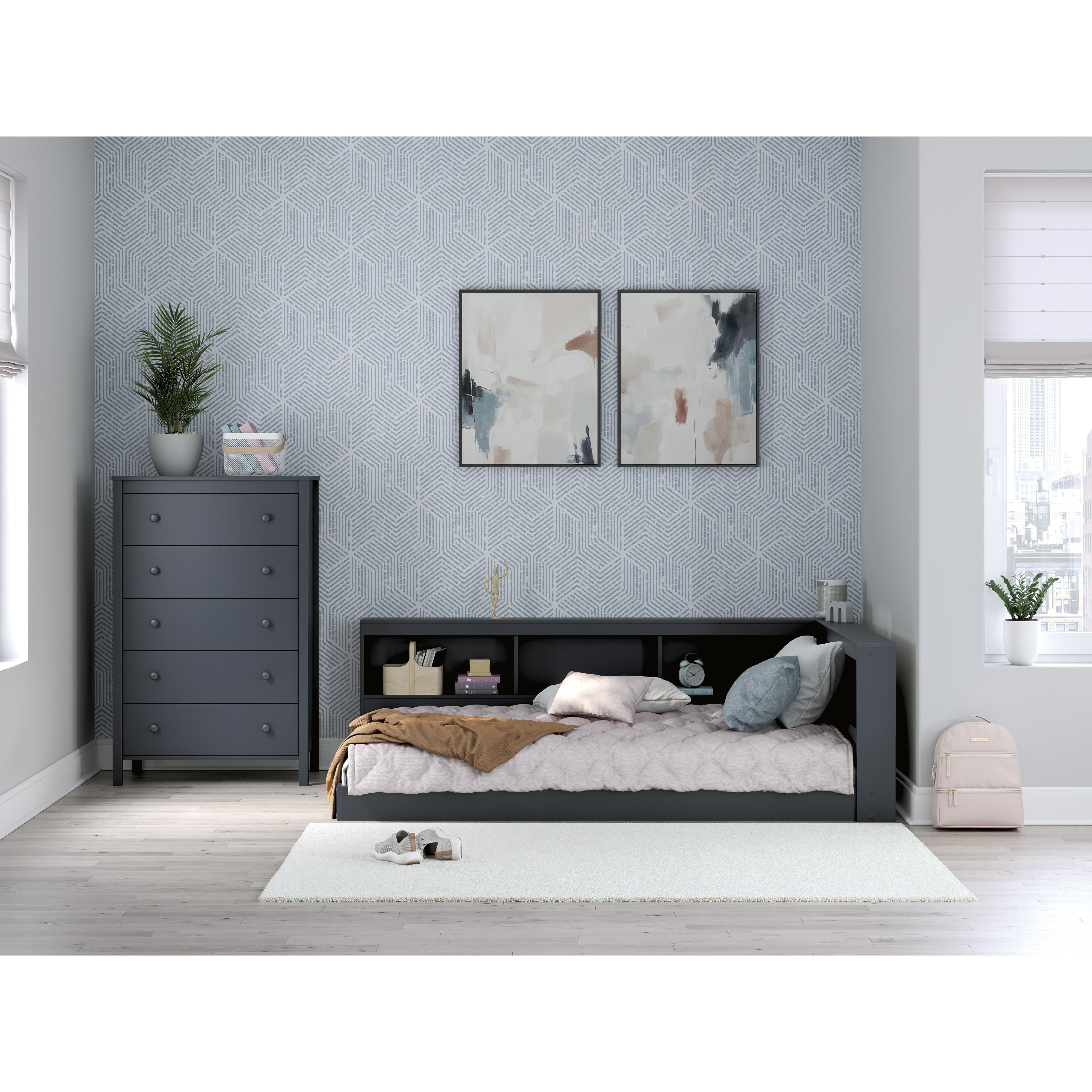  Size_Full --  Simmenfort EB1528B4 Full Bookcase Storage Bed IMAGE 9