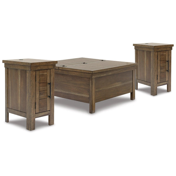 Signature Design by Ashley Moriville T731T2 Lift-top Coffee Table and 2 Chairside End Tables