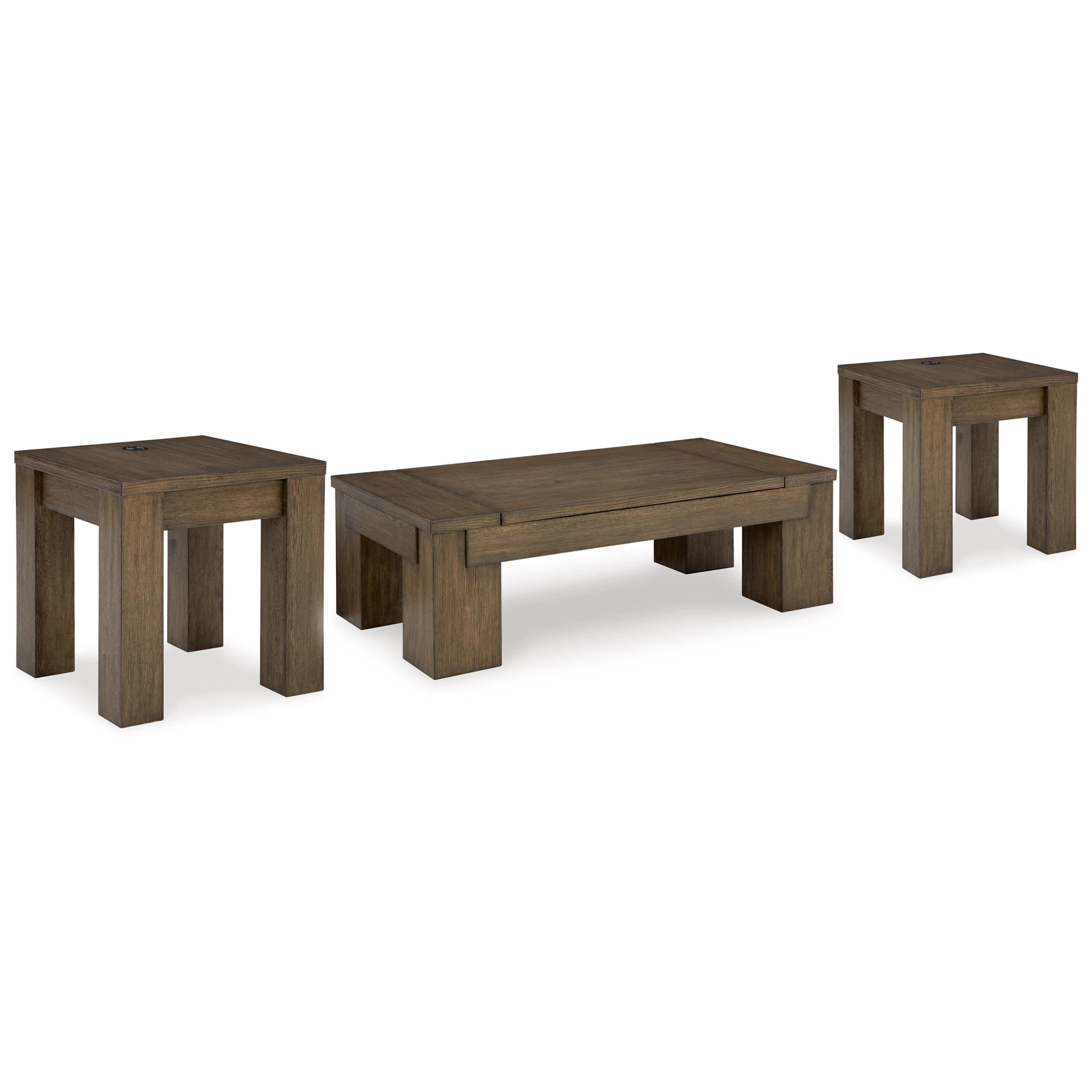  Signature Design by Ashley Rosswain T763T1 Lift-top Coffee Table and 2 End Tables IMAGE 1