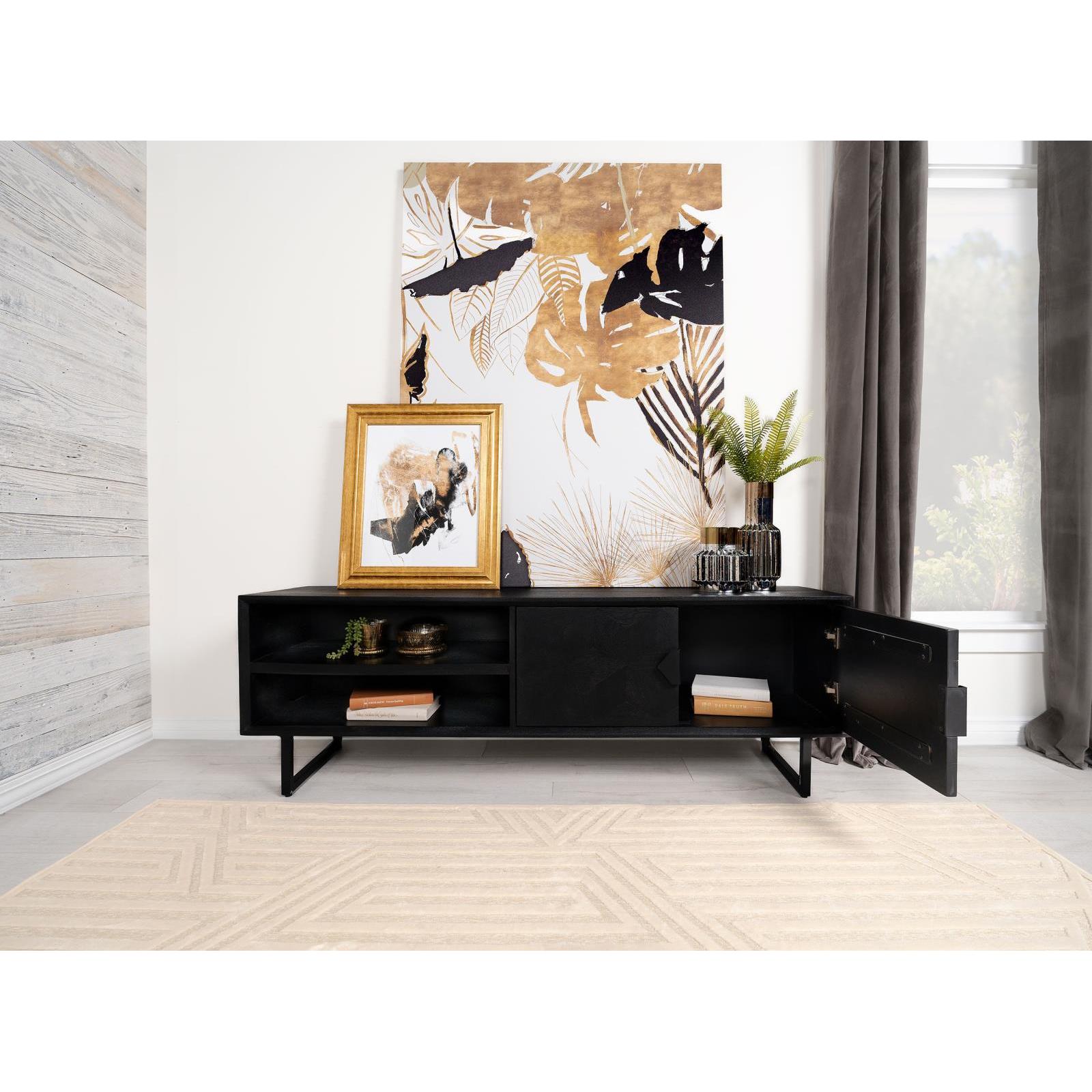  Coaster Furniture Marsden 703003 2-door Mango Wood 70" TV Stand - Charcoal Black IMAGE 3