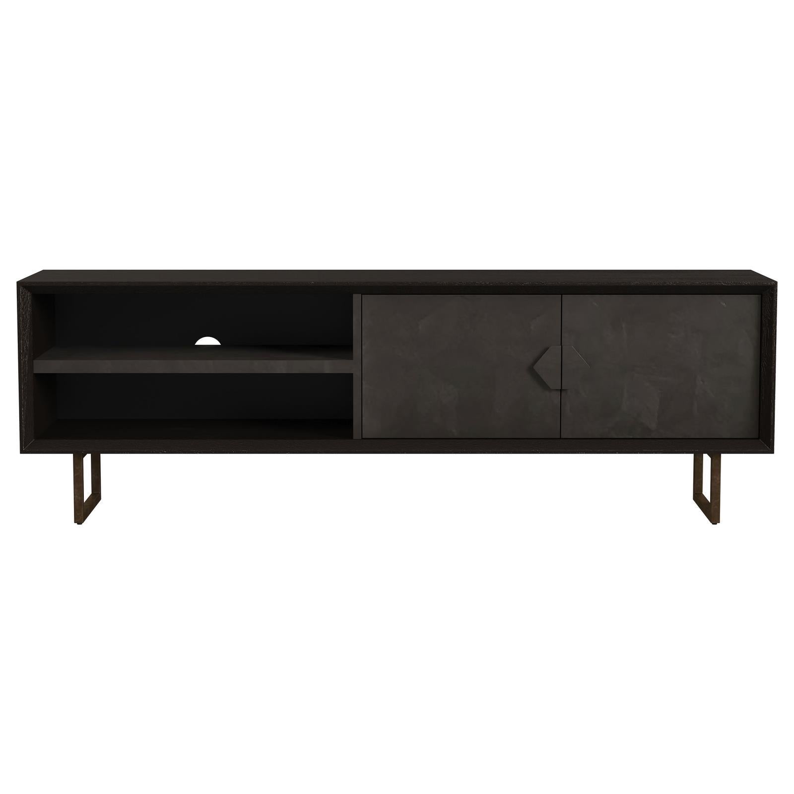  Coaster Furniture Marsden 703003 2-door Mango Wood 70" TV Stand - Charcoal Black IMAGE 4