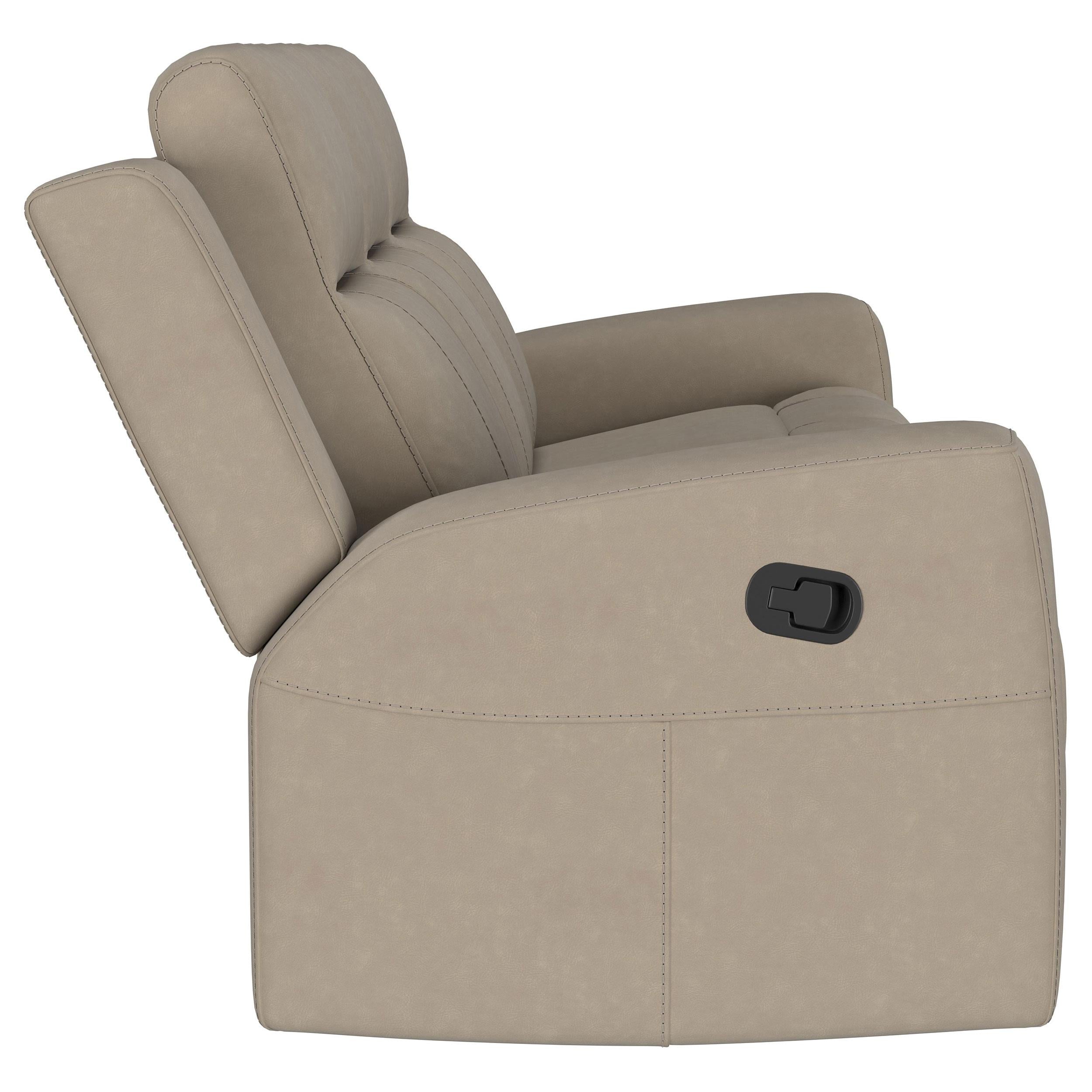  Coaster Furniture Brentwood 610281 Upholstered Motion Reclining Sofa - Taupe IMAGE 8
