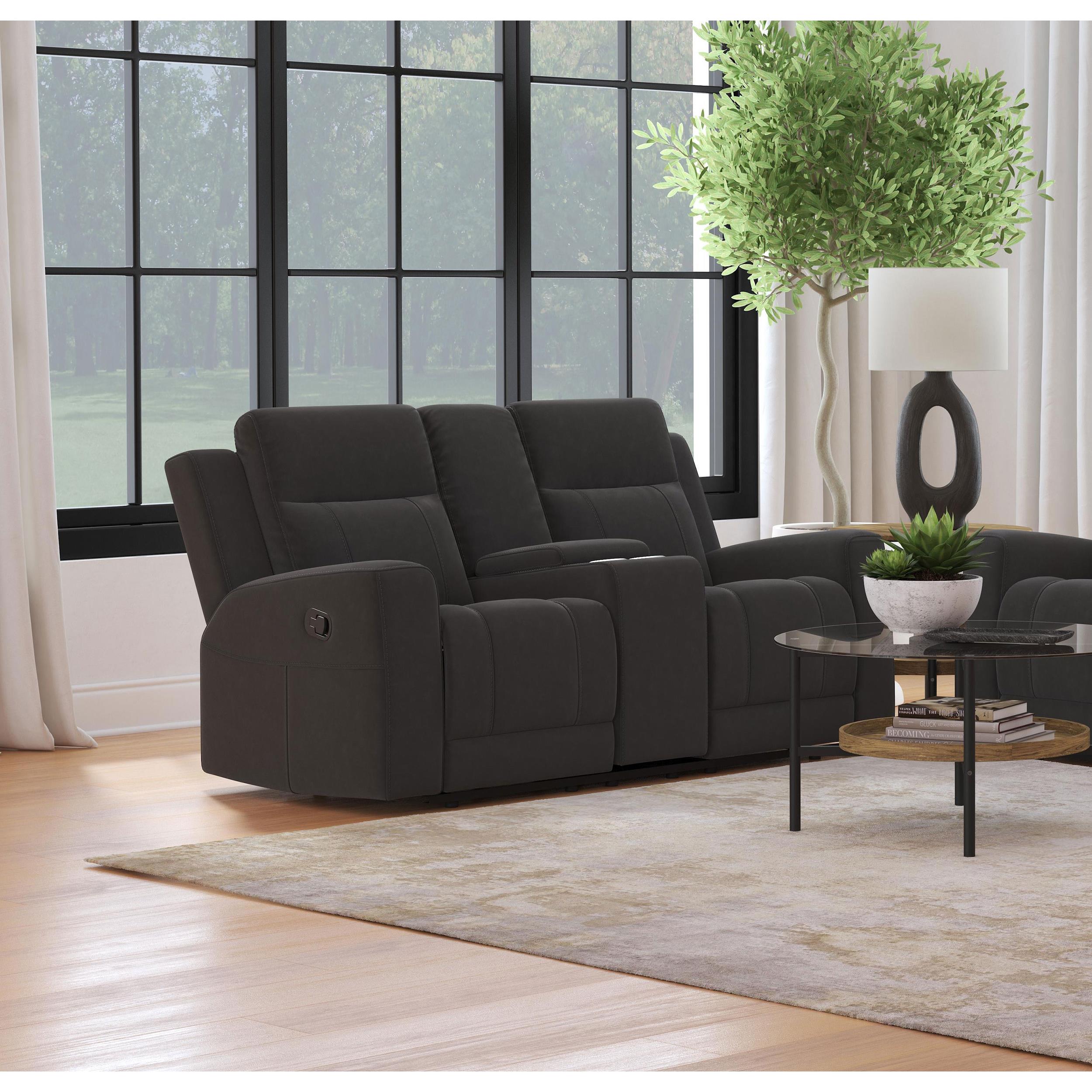  Coaster Furniture Brentwood 610285 Upholstered Reclining Loveseat - Dark Charcoal IMAGE 9