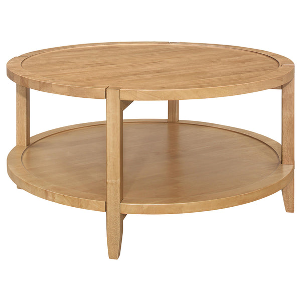 Coaster Furniture Camillo 709698 Round Solid Wood Coffee Table - Maple Brown