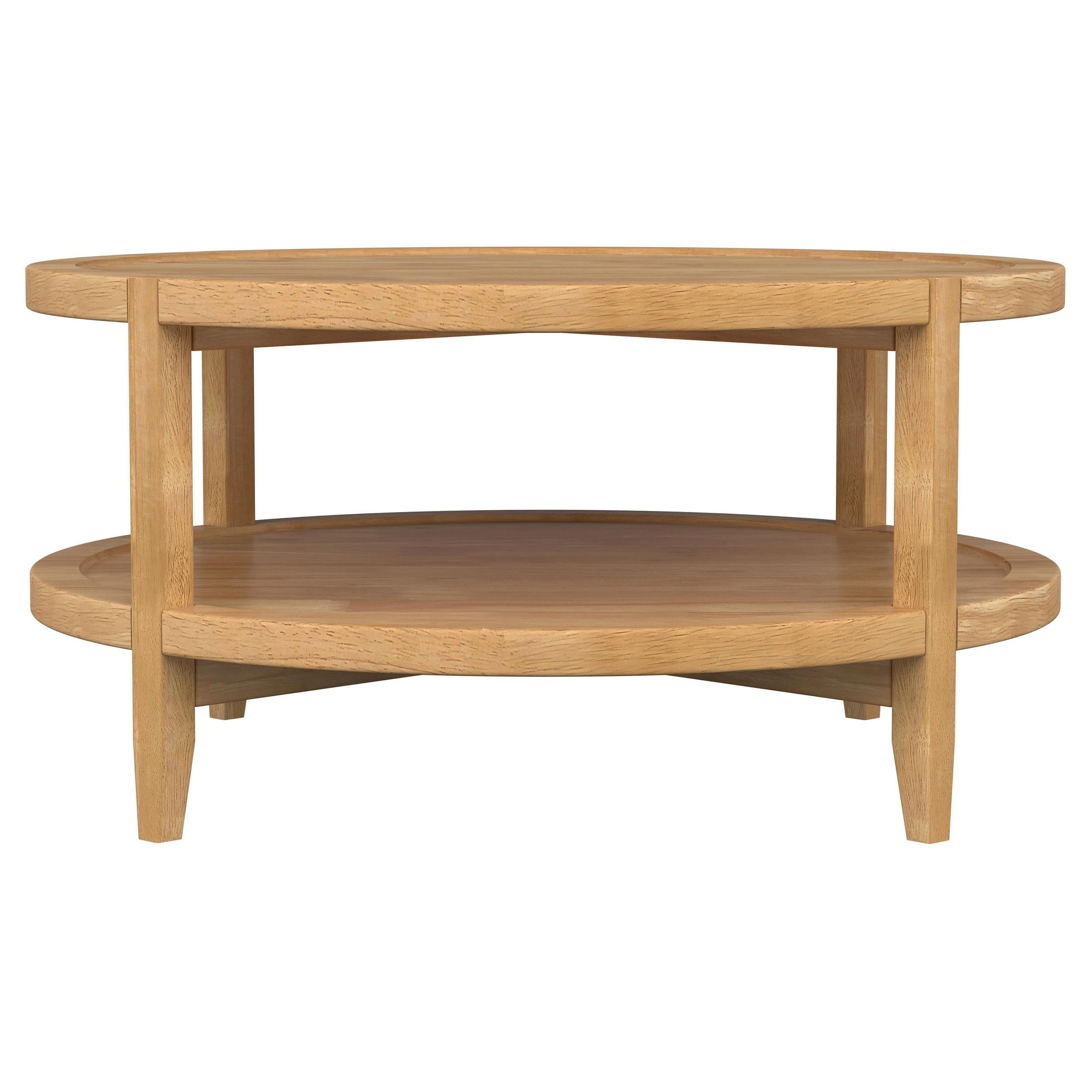  Coaster Furniture Camillo 709698 Round Solid Wood Coffee Table - Maple Brown IMAGE 5