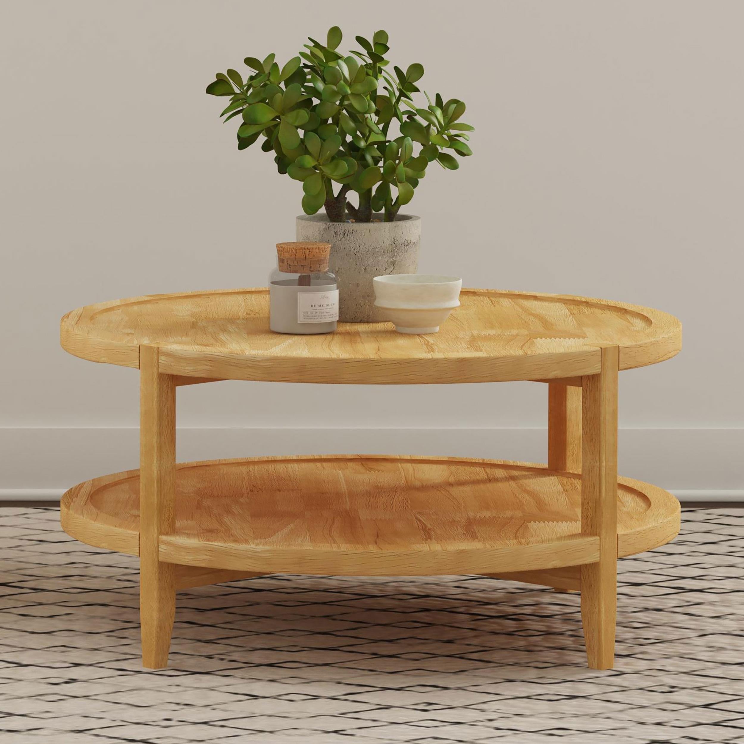  Coaster Furniture Camillo 709698 Round Solid Wood Coffee Table - Maple Brown IMAGE 6