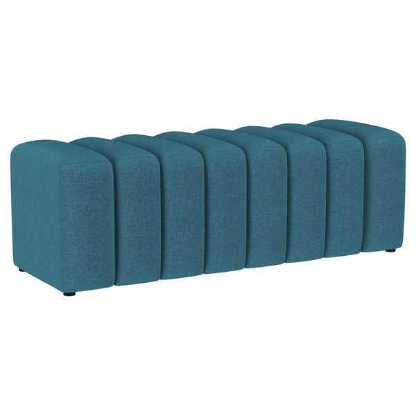 Coaster Furniture Summer 910293 Fabric Upholstered Tufted Accent Bench - Peacock Blue
