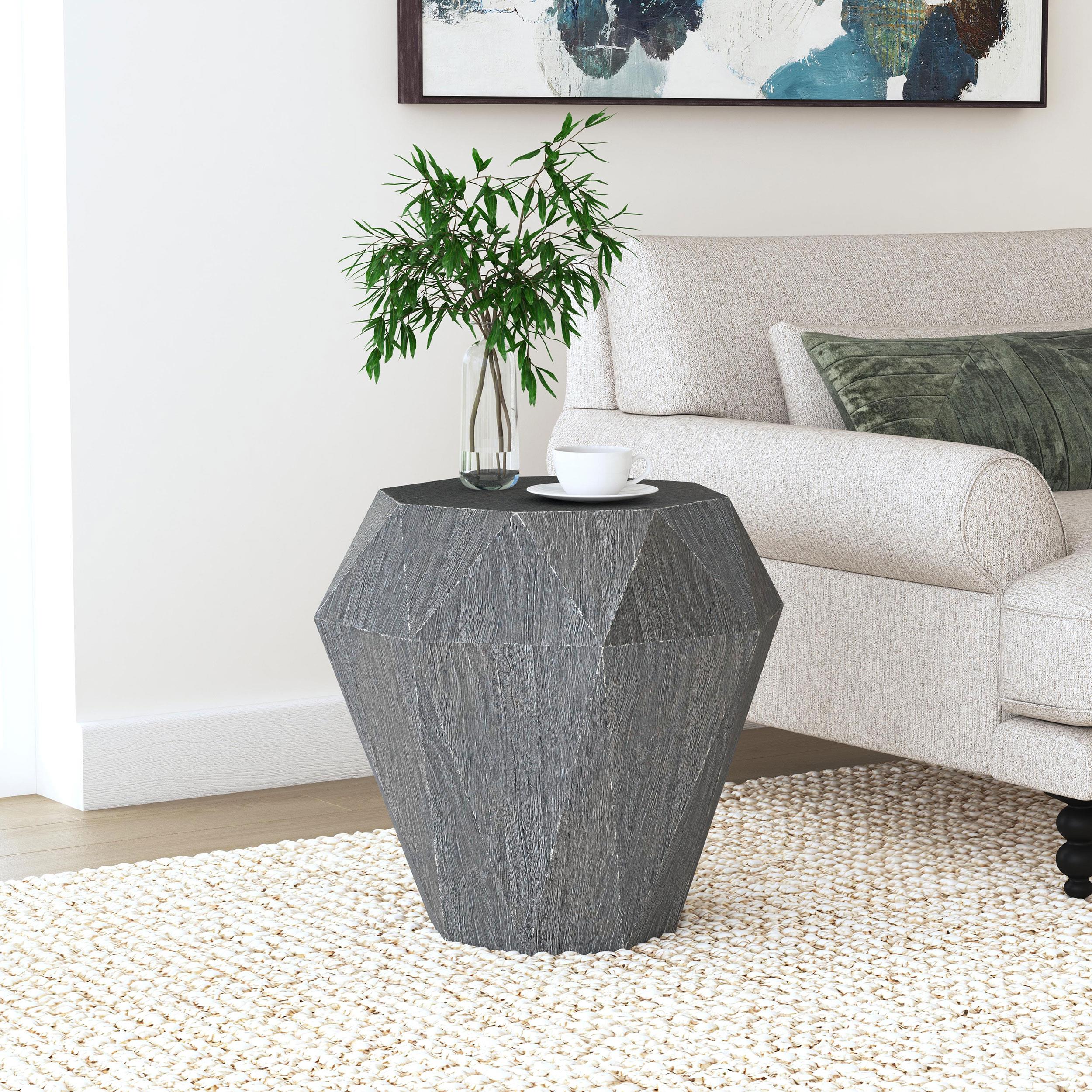  Coaster Furniture Jacinto 931159 Octagonal Solid Mango Wood Side Table - Grey IMAGE 2