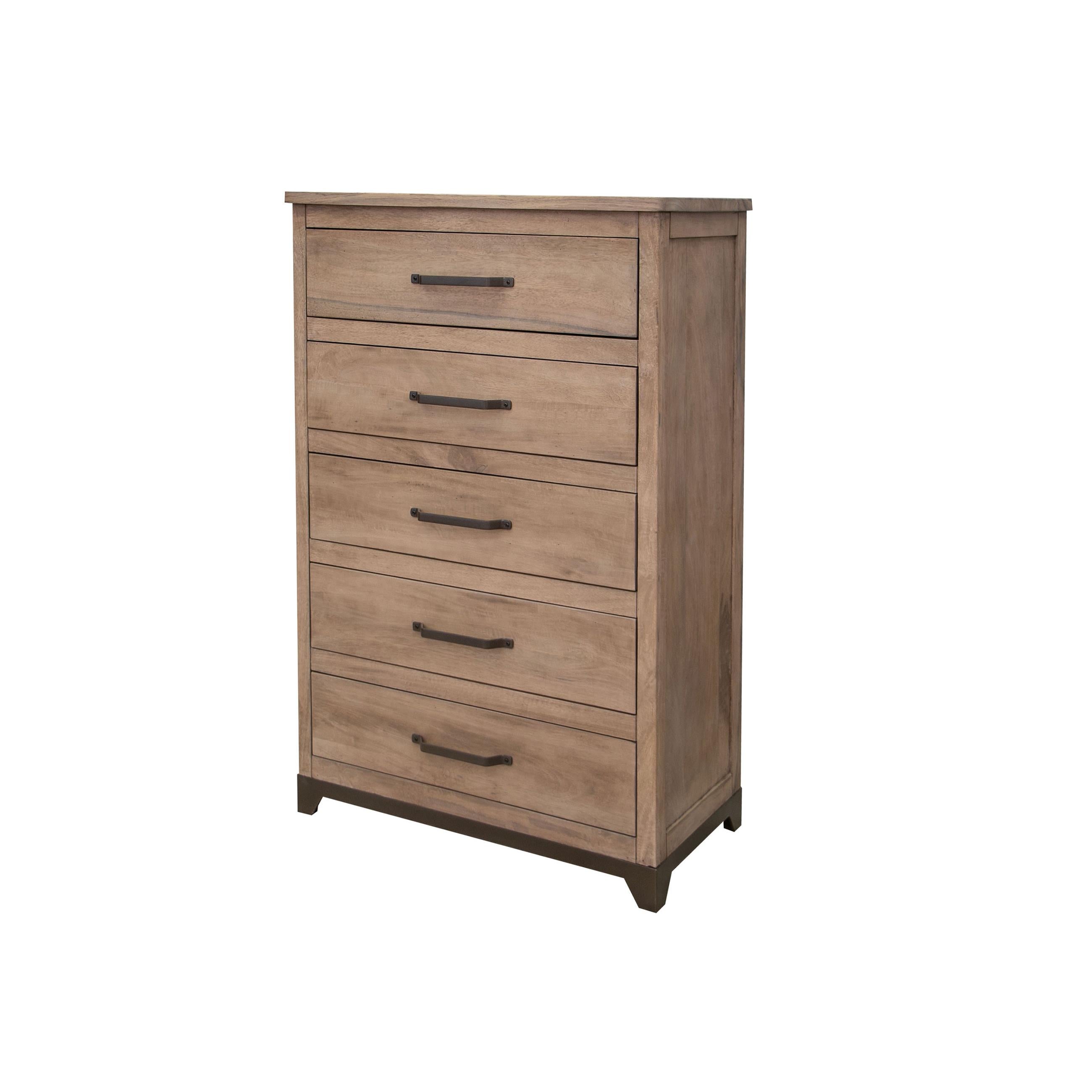  International Furniture Direct Natural Parota IFD8681CHT 5 Drawers Chest - Brown cappuccino/Natural Parota IMAGE 1