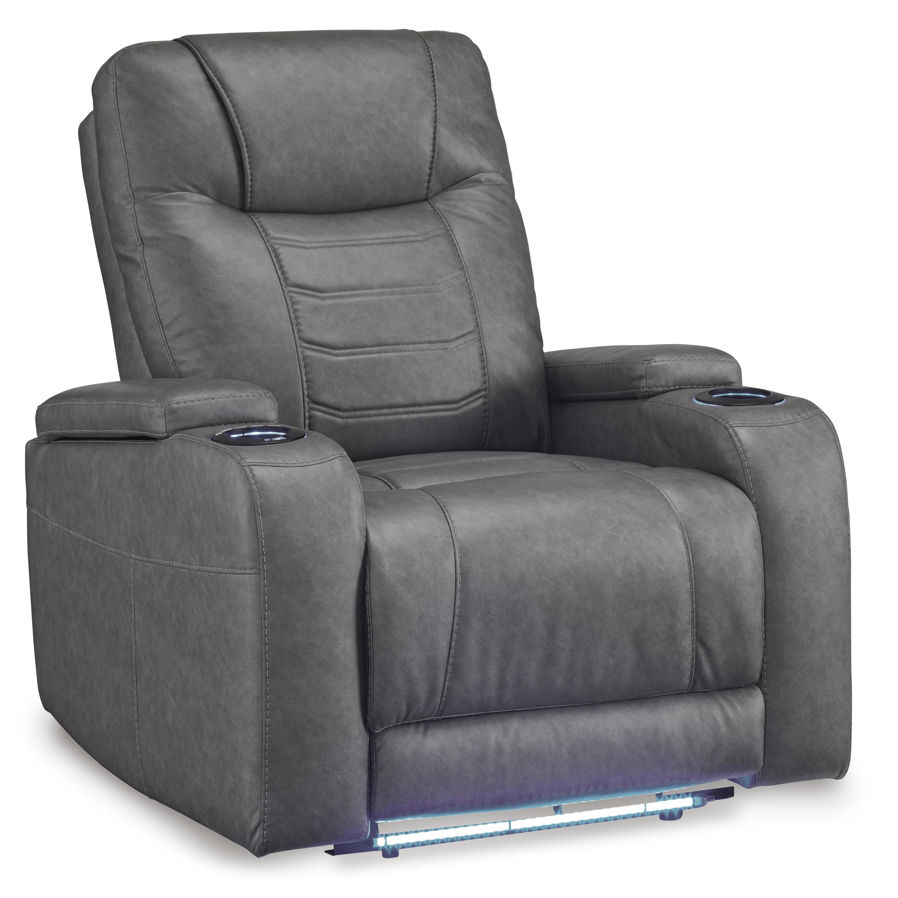  Manufacturer Color_Slate --  Signature Design by Ashley Schooner Rocks Power Leather Look Recliner IMAGE 1